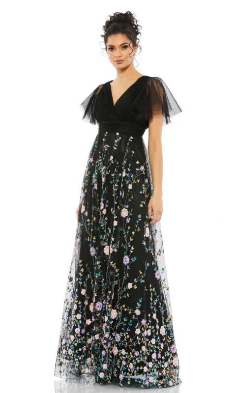 Black Long Floral Formal Dress: Mac Duggal 67889 sold by PromGirl