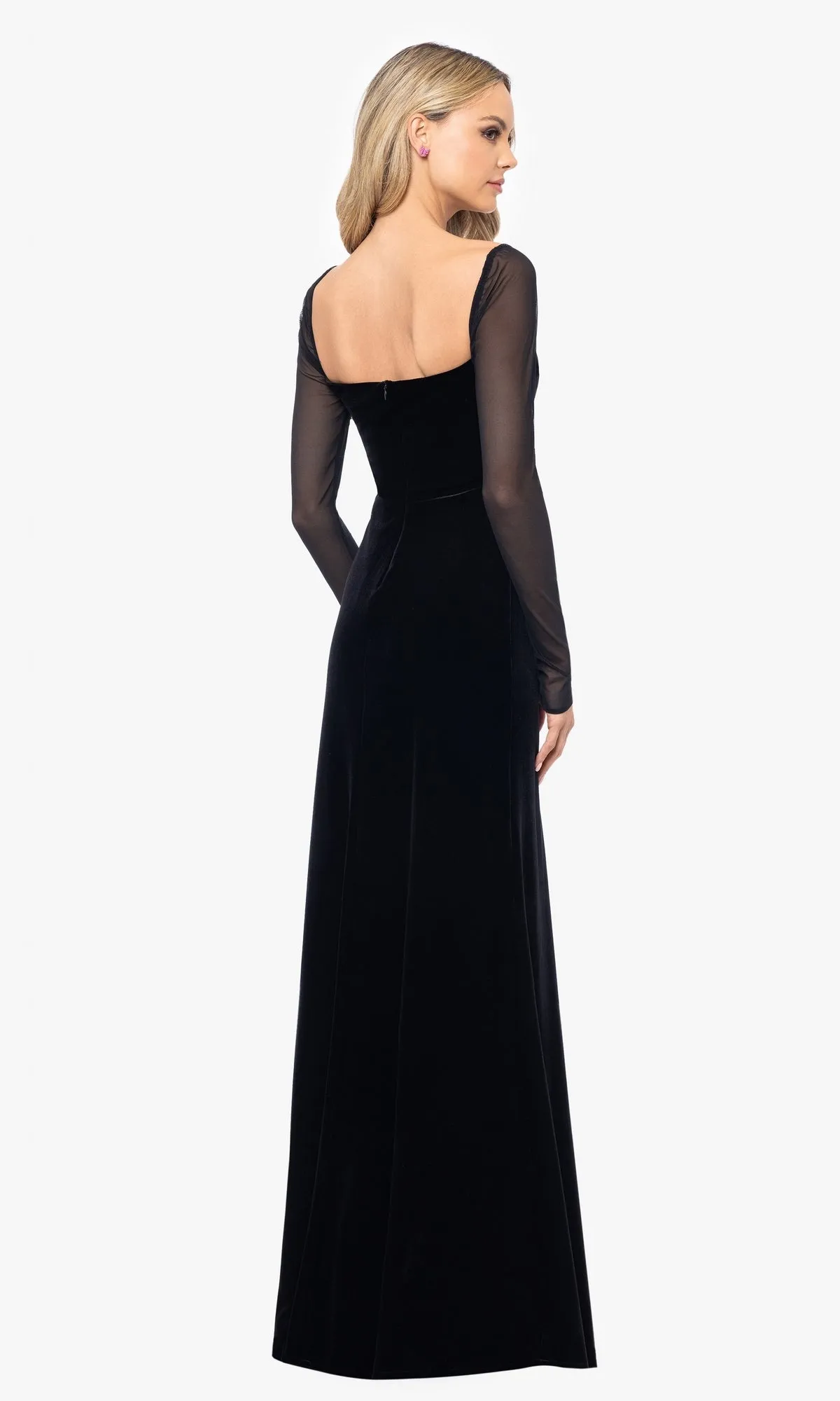 Long Black Velvet Formal Dress: Blondie Nites 5040BN sold by PromGirl product image thumbnail 2