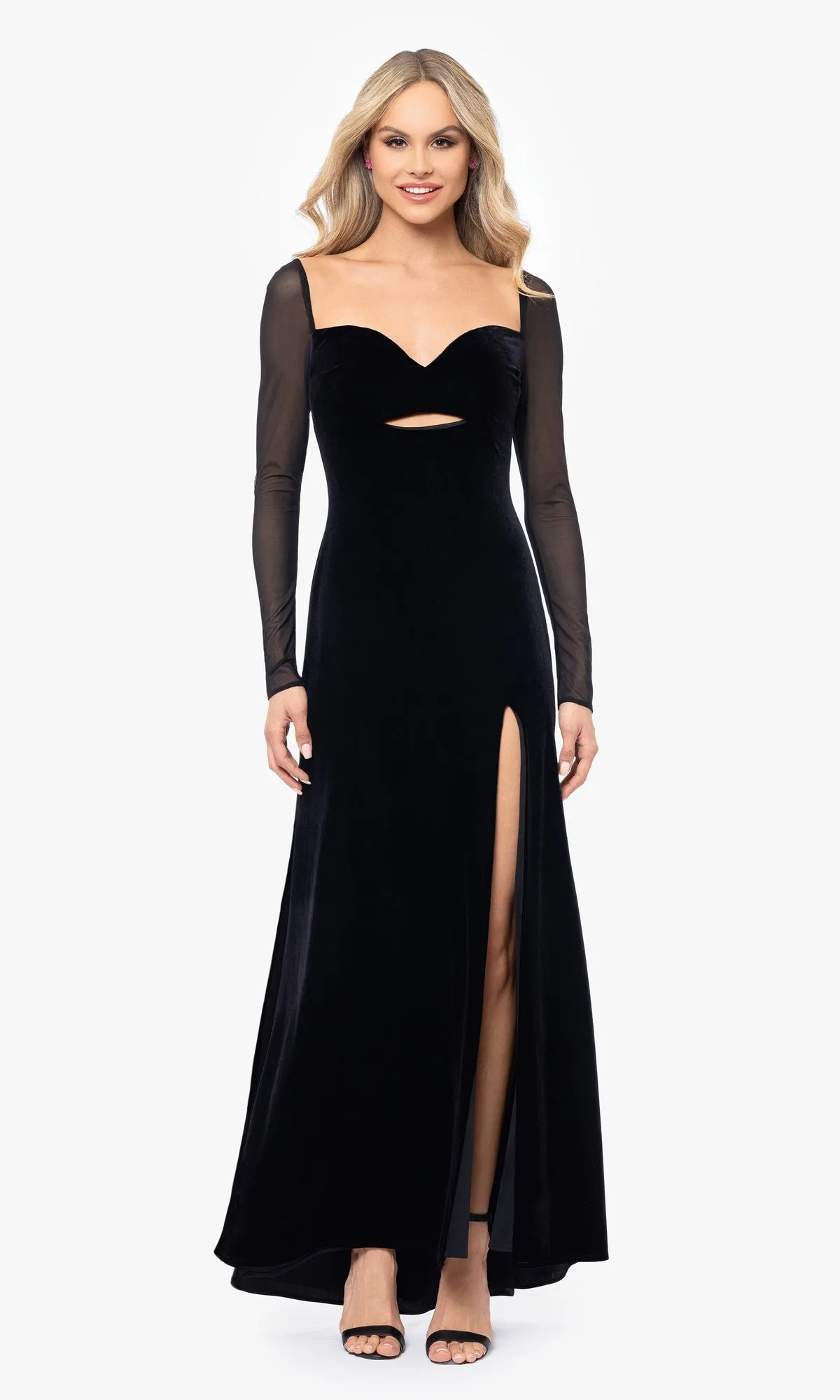 Long Black Velvet Formal Dress: Blondie Nites 5040BN sold by PromGirl product image thumbnail 4