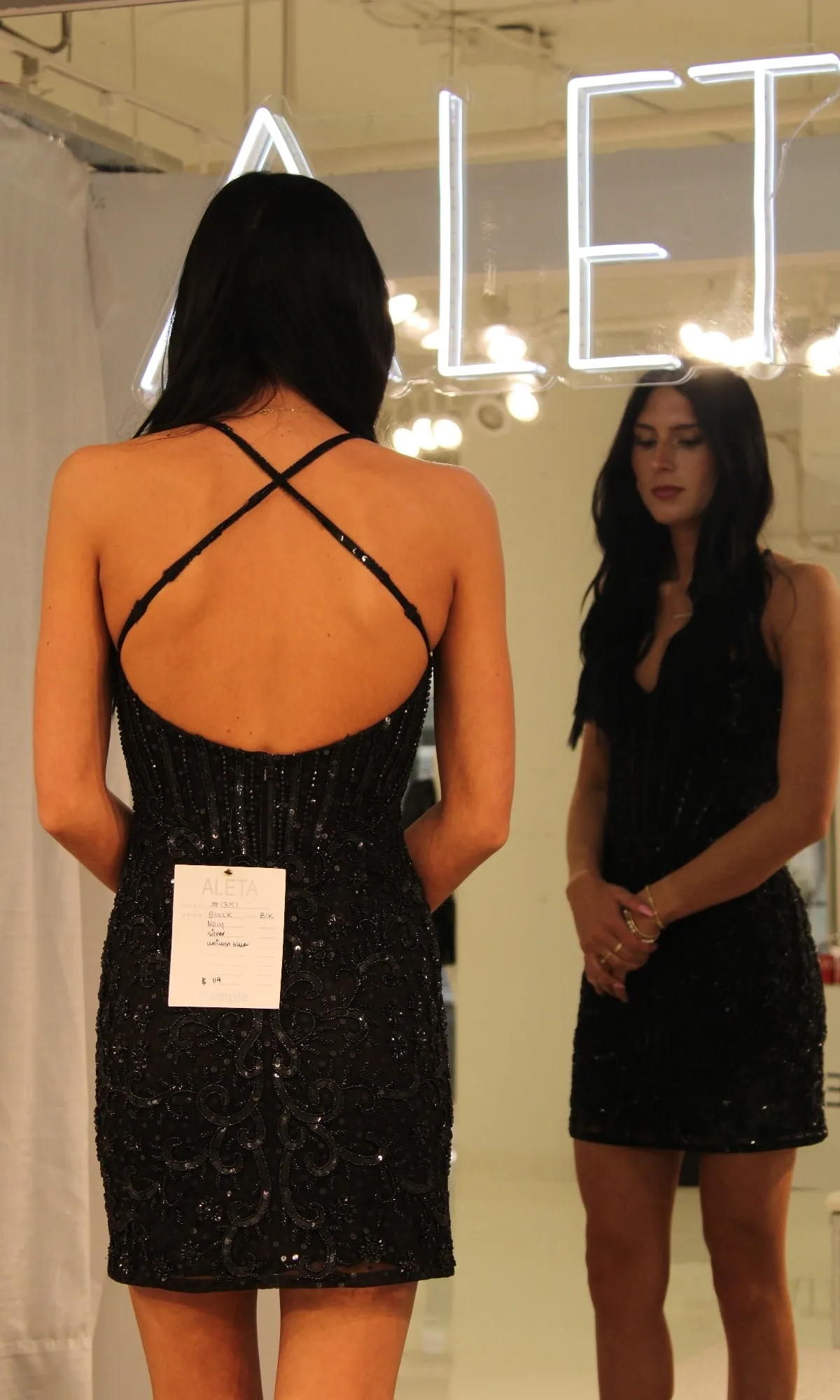 Strappy-Back Short Sequin Prom Dress: Aleta 1351 sold by PromGirl product image thumbnail 2