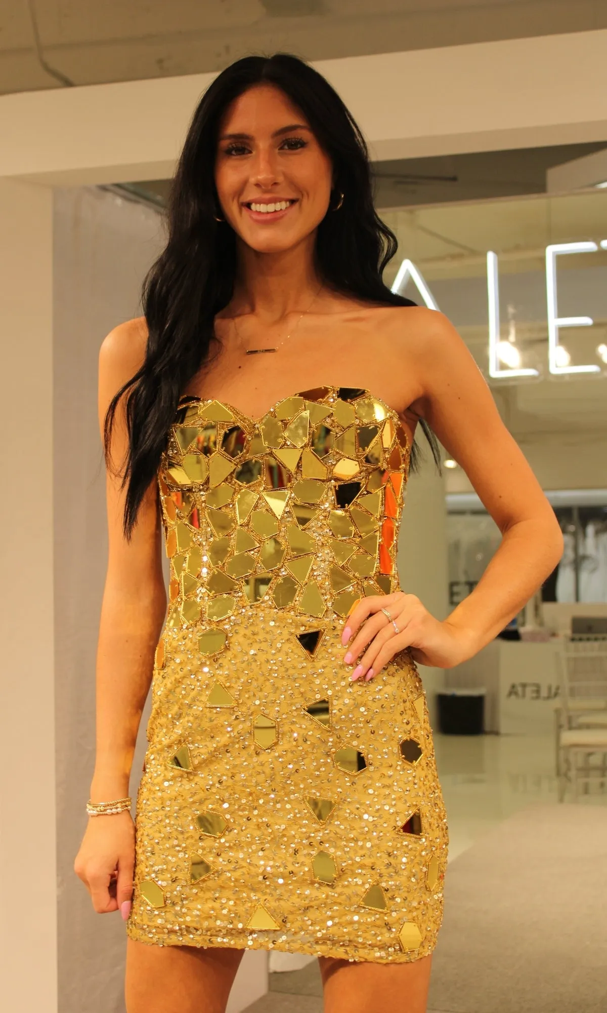 Strapless Short Sequin Party Dress: Aleta 1357 sold by PromGirl product image thumbnail 3