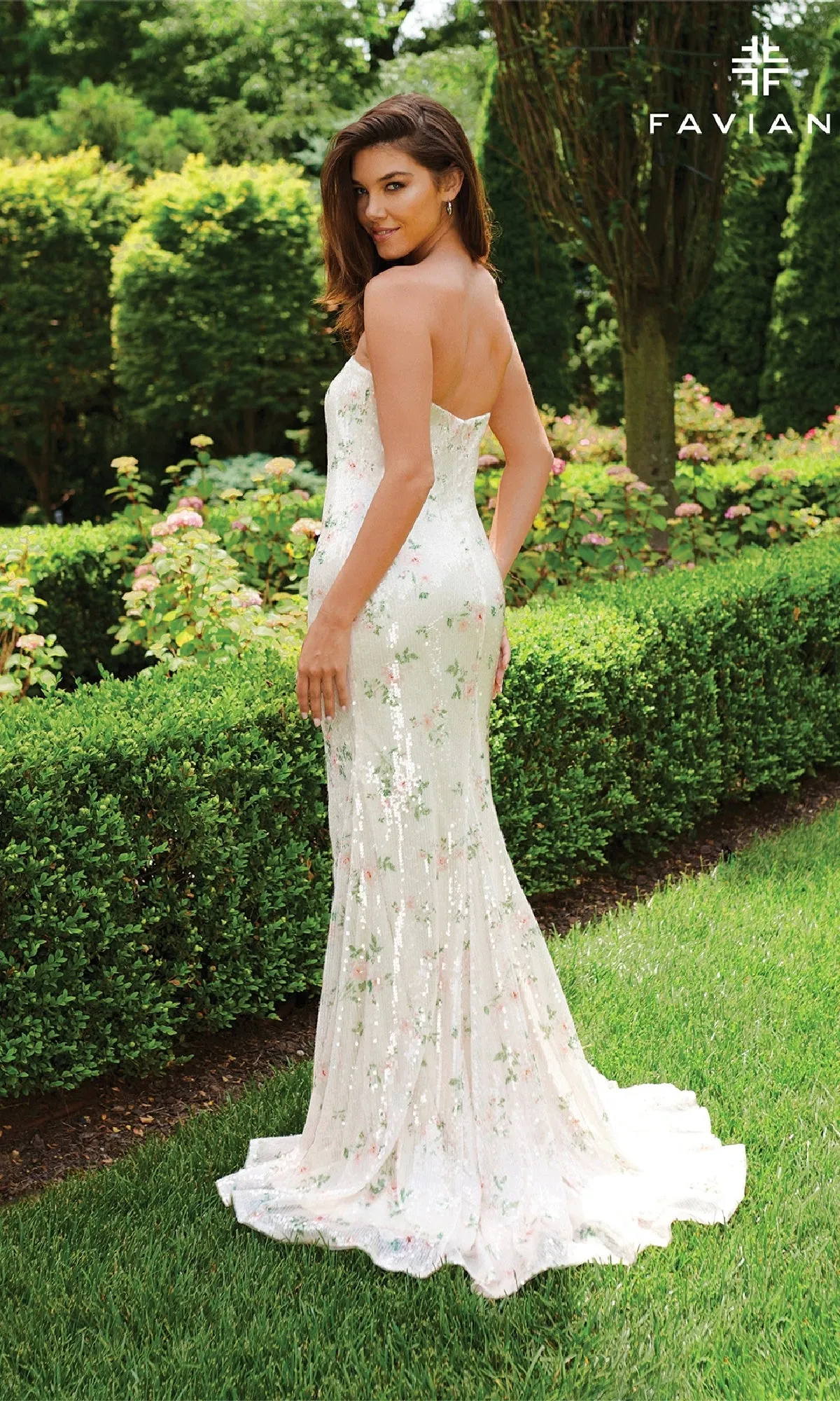 Floral-Print Sequin Long Prom Dress: Faviana 11222 sold by PromGirl product image thumbnail 2