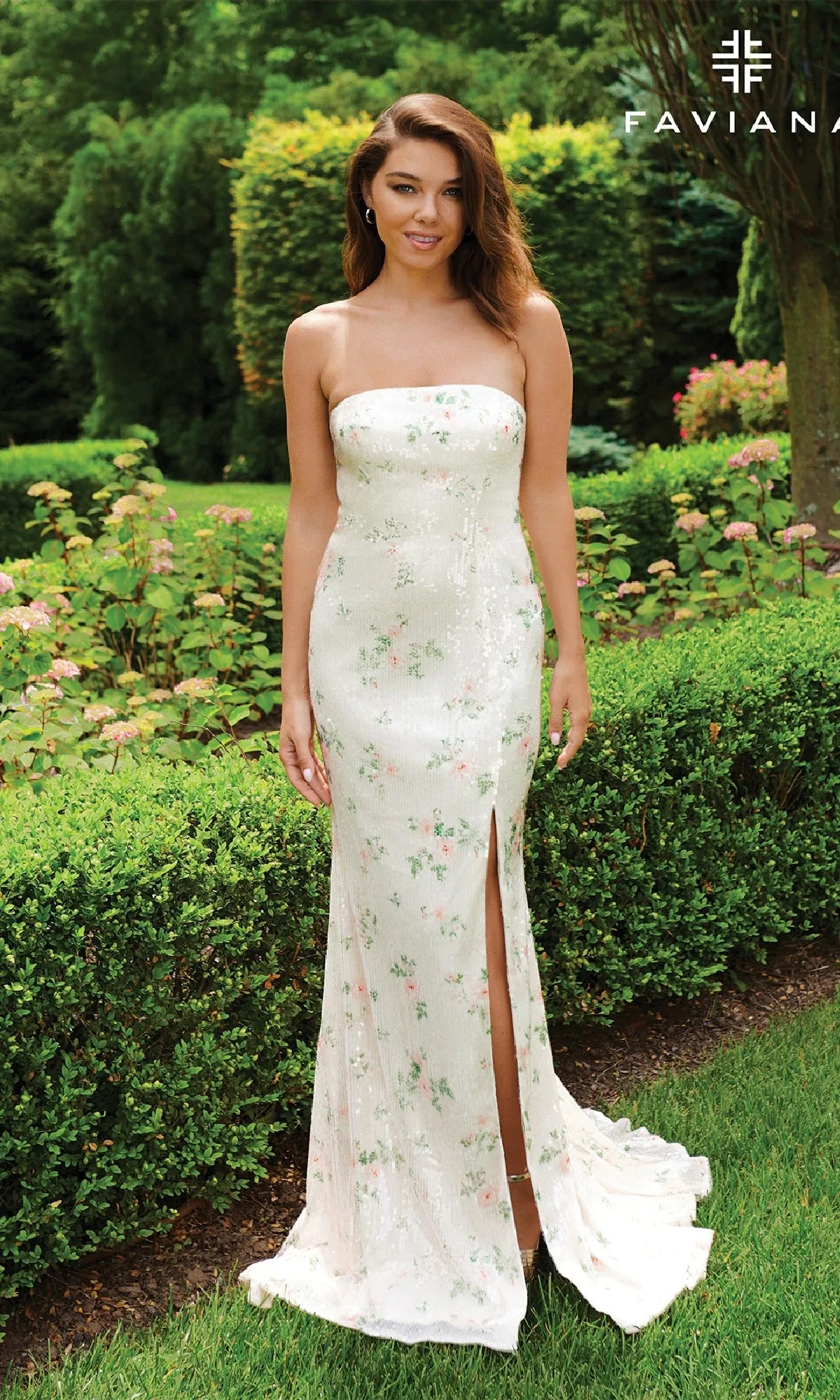 Floral-Print Sequin Long Prom Dress: Faviana 11222 sold by PromGirl product image thumbnail 4