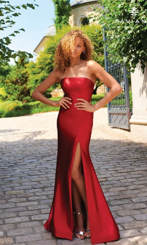 Lace-Up Strapless Long Prom Dress: Faviana 11211 sold by PromGirl