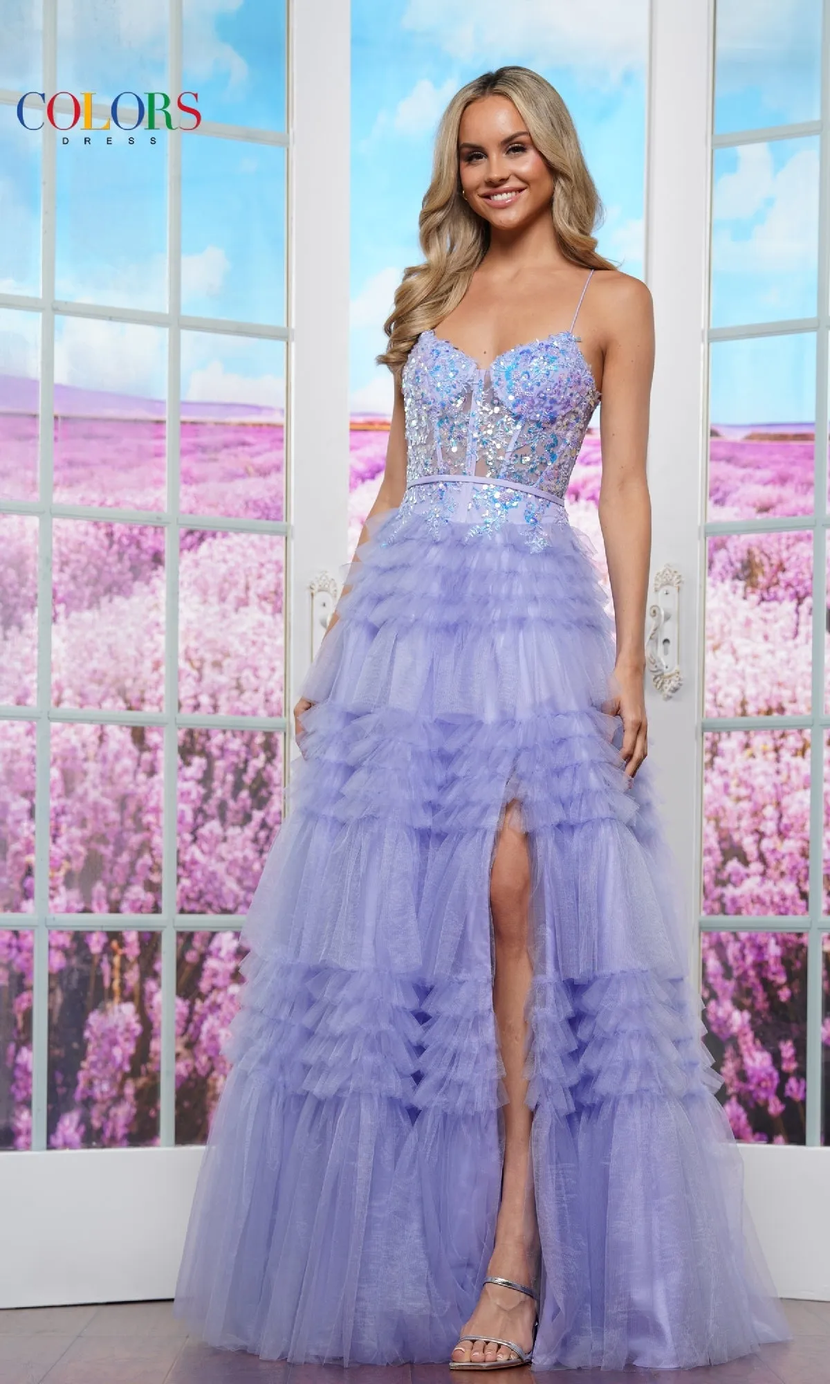 Ruffled Long Prom Ball Gown: Colors Dress 3619 sold by PromGirl