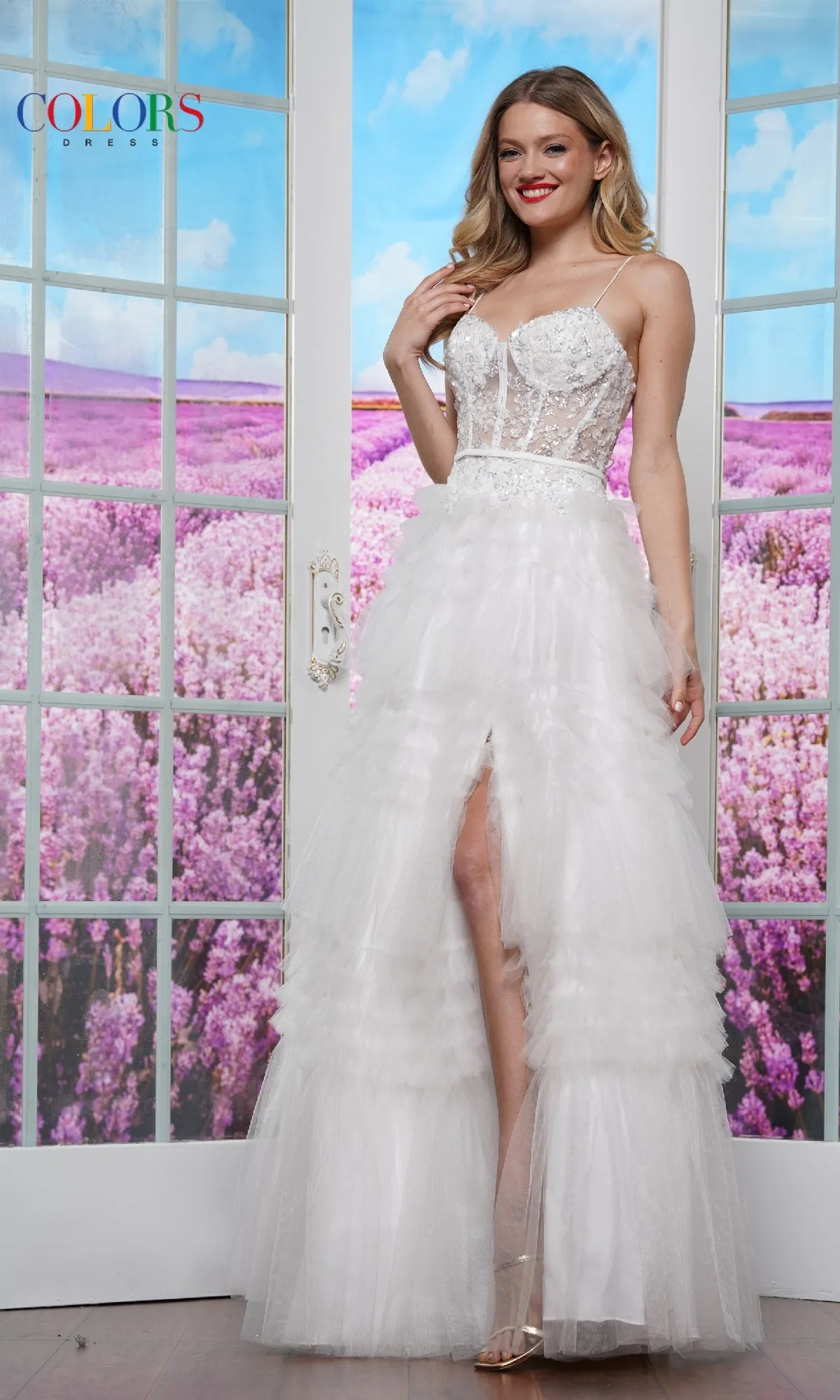 Ruffled Long Prom Ball Gown: Colors Dress 3619 sold by PromGirl product image thumbnail 3