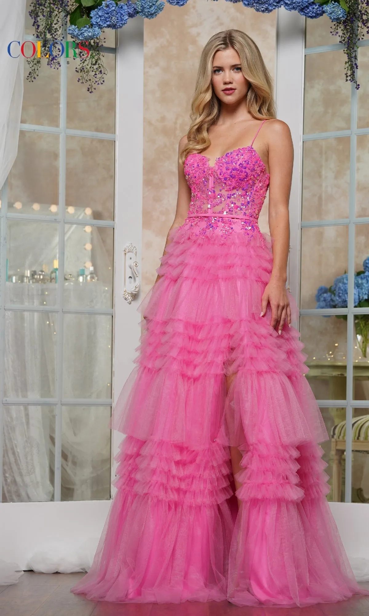 Ruffled Long Prom Ball Gown: Colors Dress 3619 sold by PromGirl product image thumbnail 4