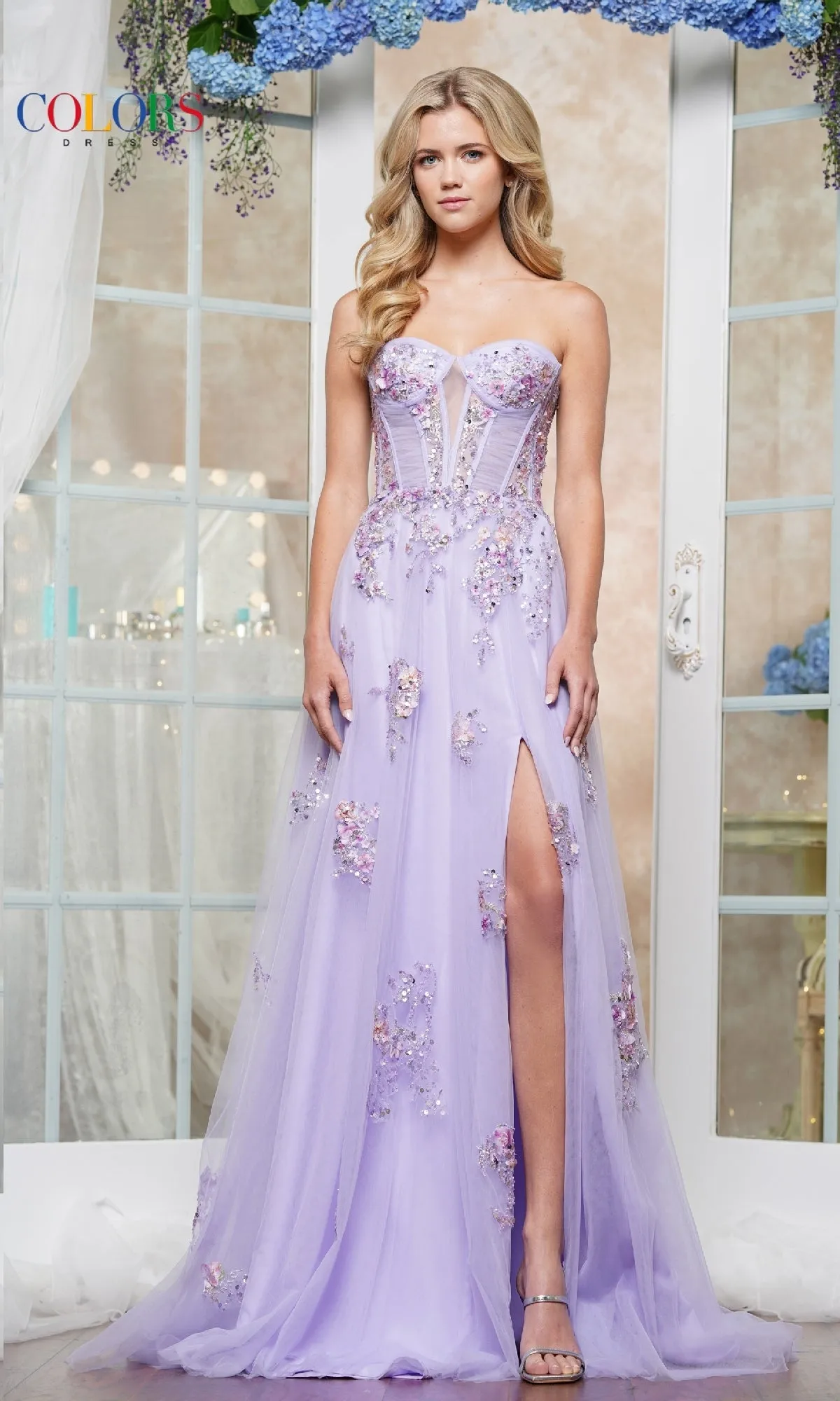 Strapless Long Prom Ball Gown: Colors Dress 3575 sold by PromGirl