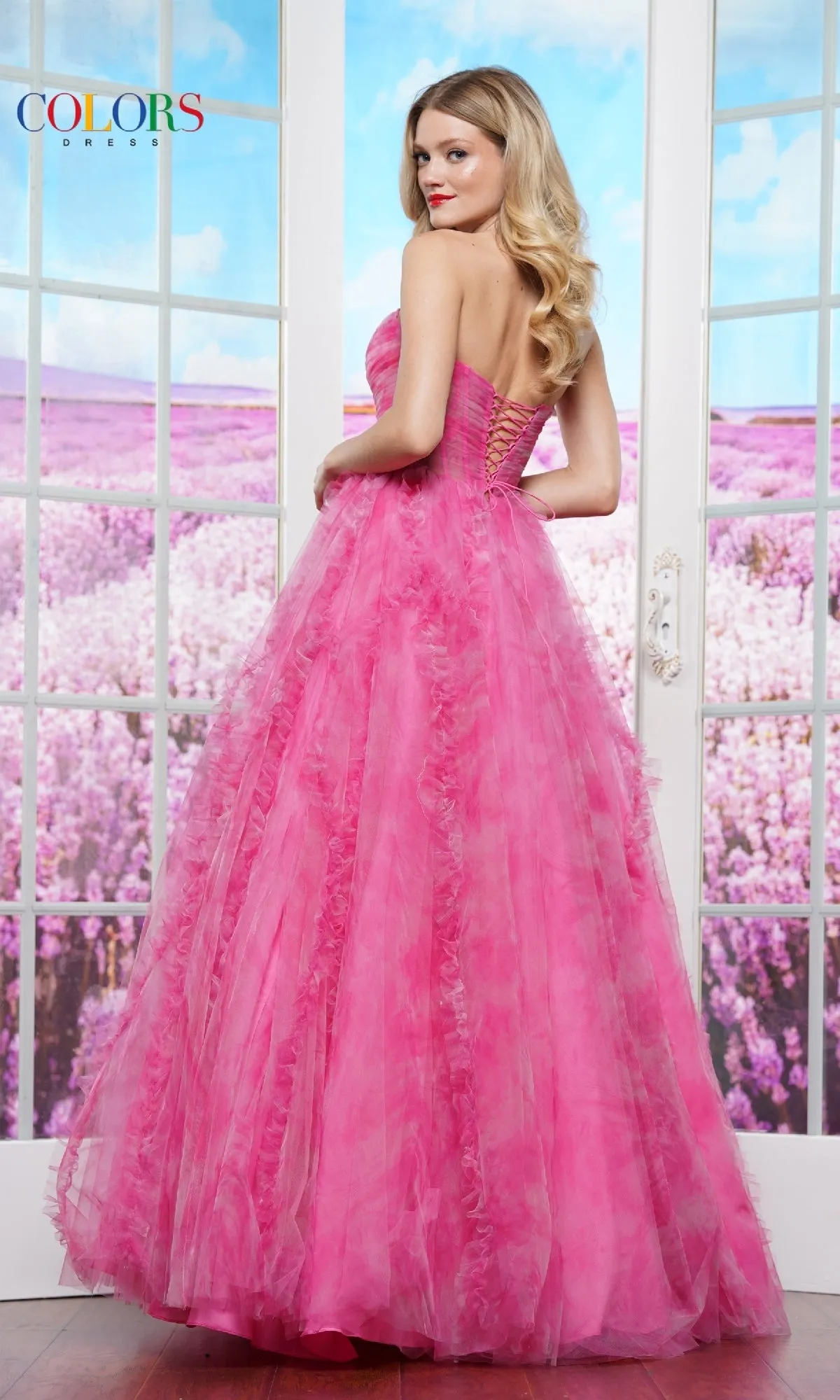 Floral-Print Prom Ball Gown: Colors Dress 3546 sold by PromGirl product image thumbnail 5