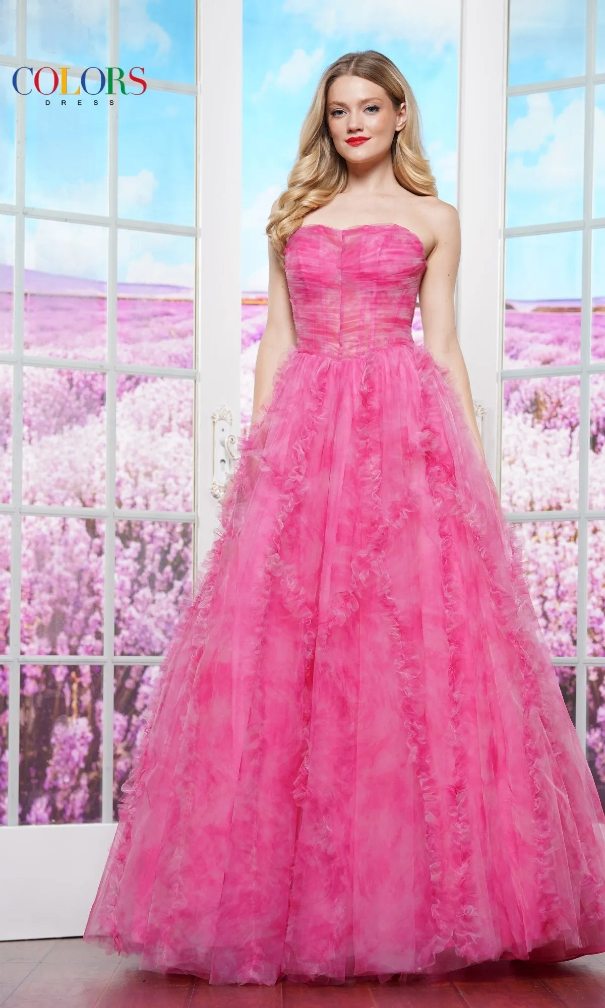 Floral-Print Prom Ball Gown: Colors Dress 3546 sold by PromGirl product image thumbnail 4
