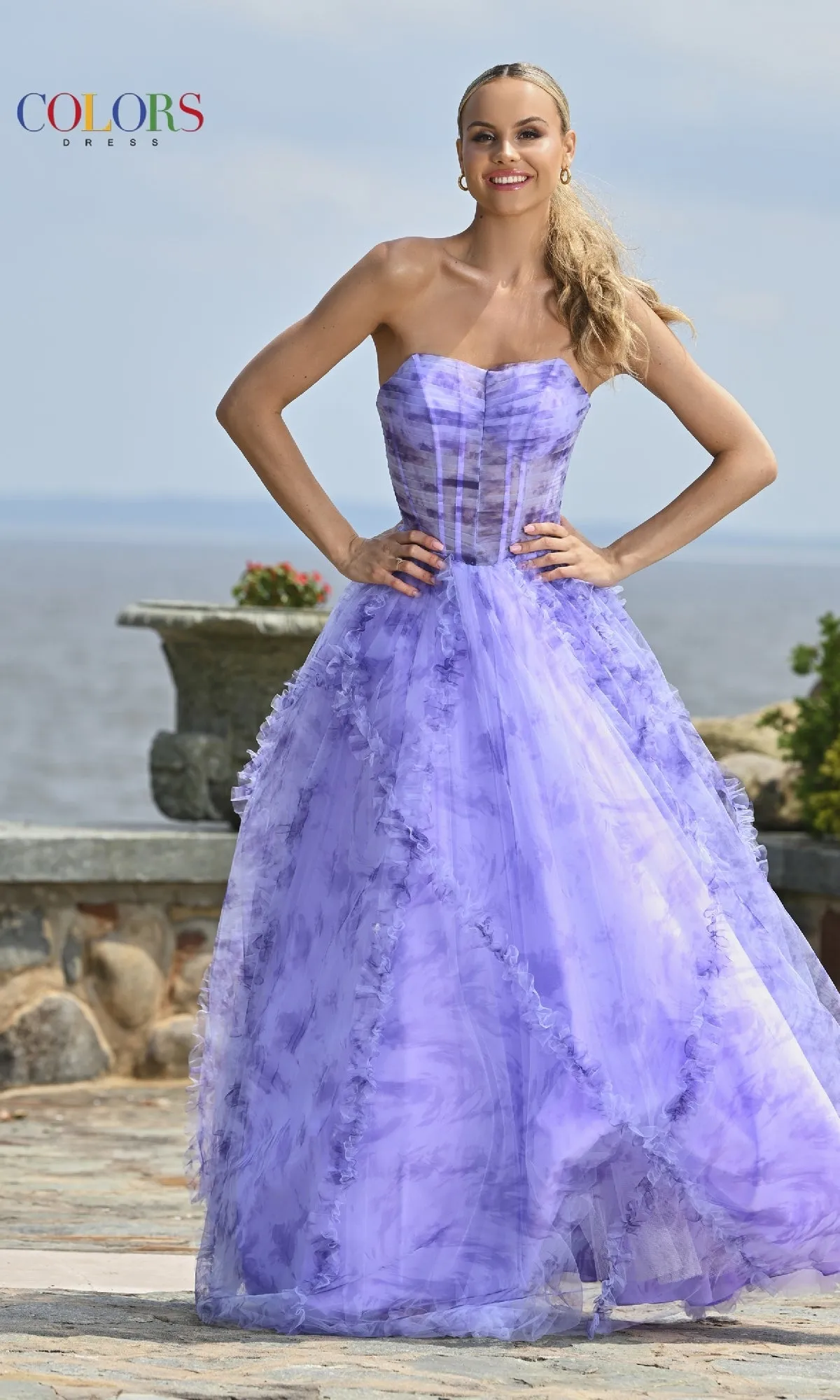Floral-Print Prom Ball Gown: Colors Dress 3546 sold by PromGirl product image thumbnail 3