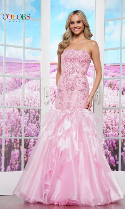 Strapless Long Lace Prom Dress: Colors Dress 3466 sold by PromGirl