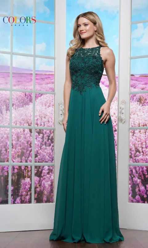High-Neck Long Prom Dress: Colors Dress 3440 sold by PromGirl