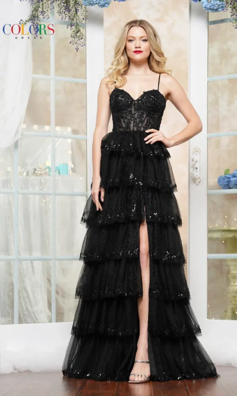 Sequin Prom Ball Gown: Colors Dress 3635 sold by PromGirl