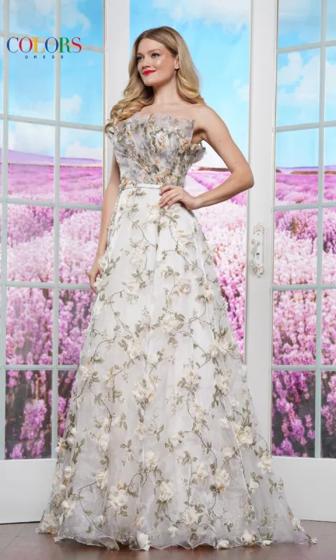 3D Flower Print Prom Ball Gown: Colors Dress 3502 sold by PromGirl