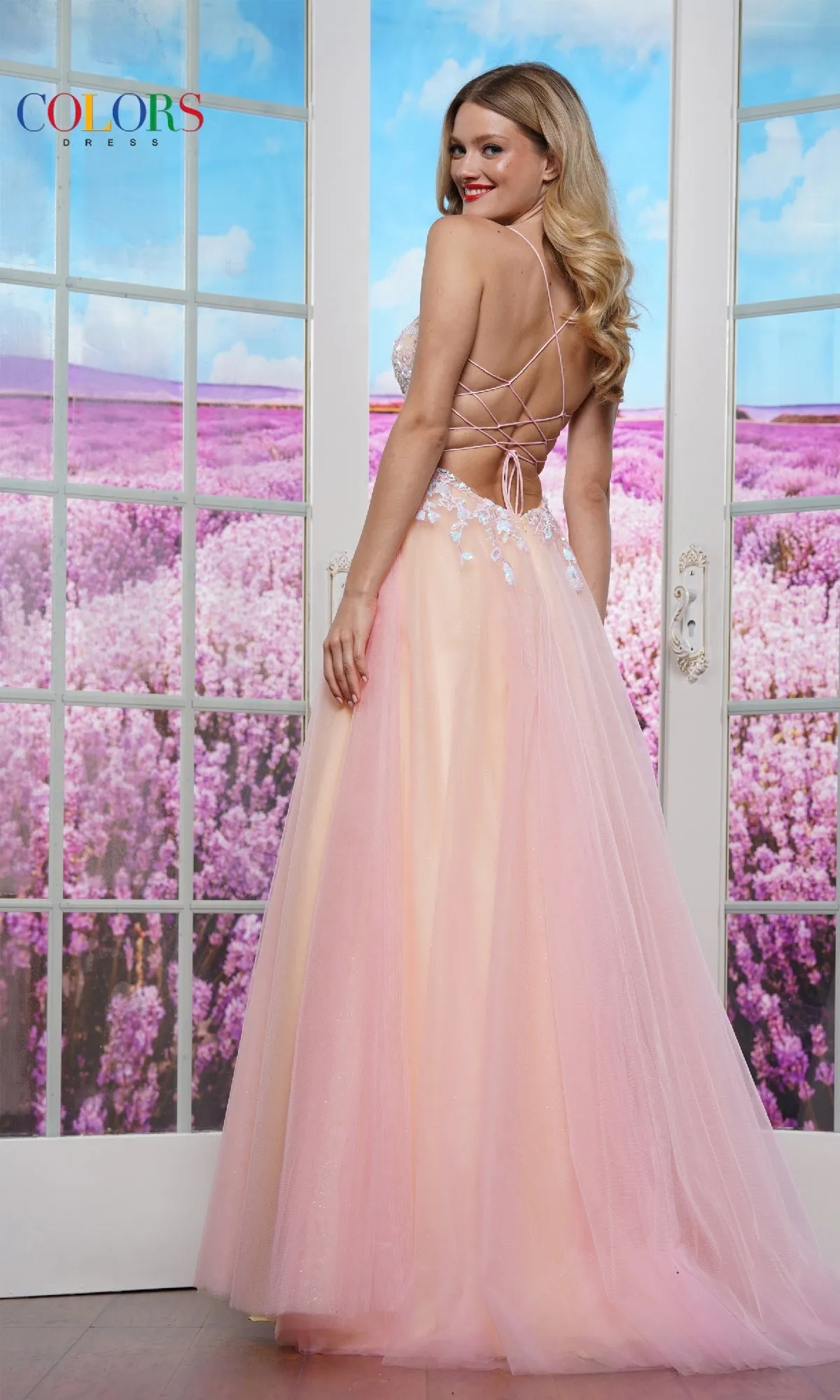 Strappy-Back Prom Ball Gown: Colors Dress 3497 sold by PromGirl product image thumbnail 5