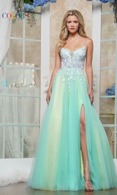 Strappy-Back Prom Ball Gown: Colors Dress 3497 sold by PromGirl