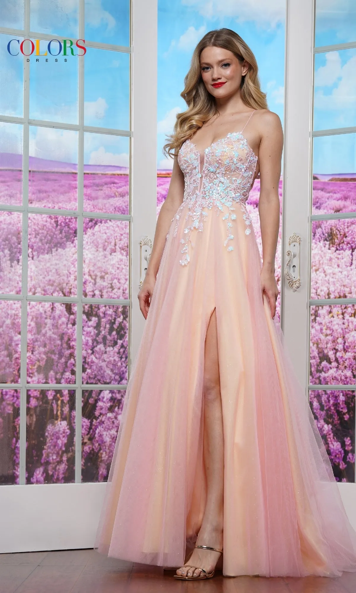Strappy-Back Prom Ball Gown: Colors Dress 3497 sold by PromGirl product image thumbnail 4