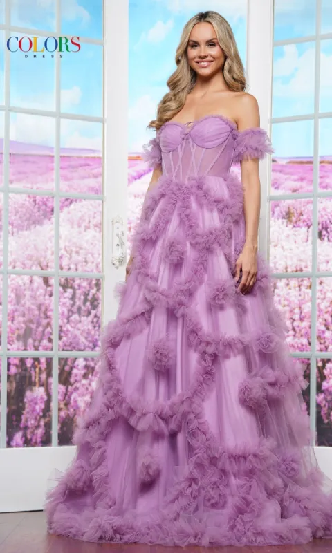 Ruffled Corset Prom Ball Gown: Colors Dress 3488 sold by PromGirl