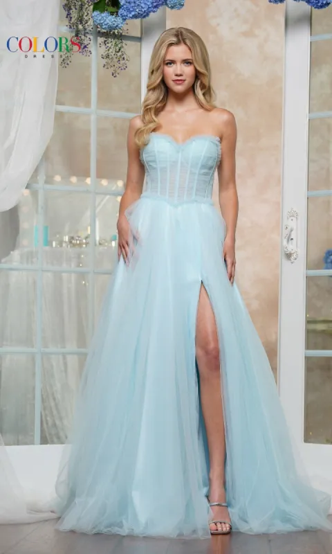 Strapless Long Prom Ball Gown: Colors Dress 3486 sold by PromGirl