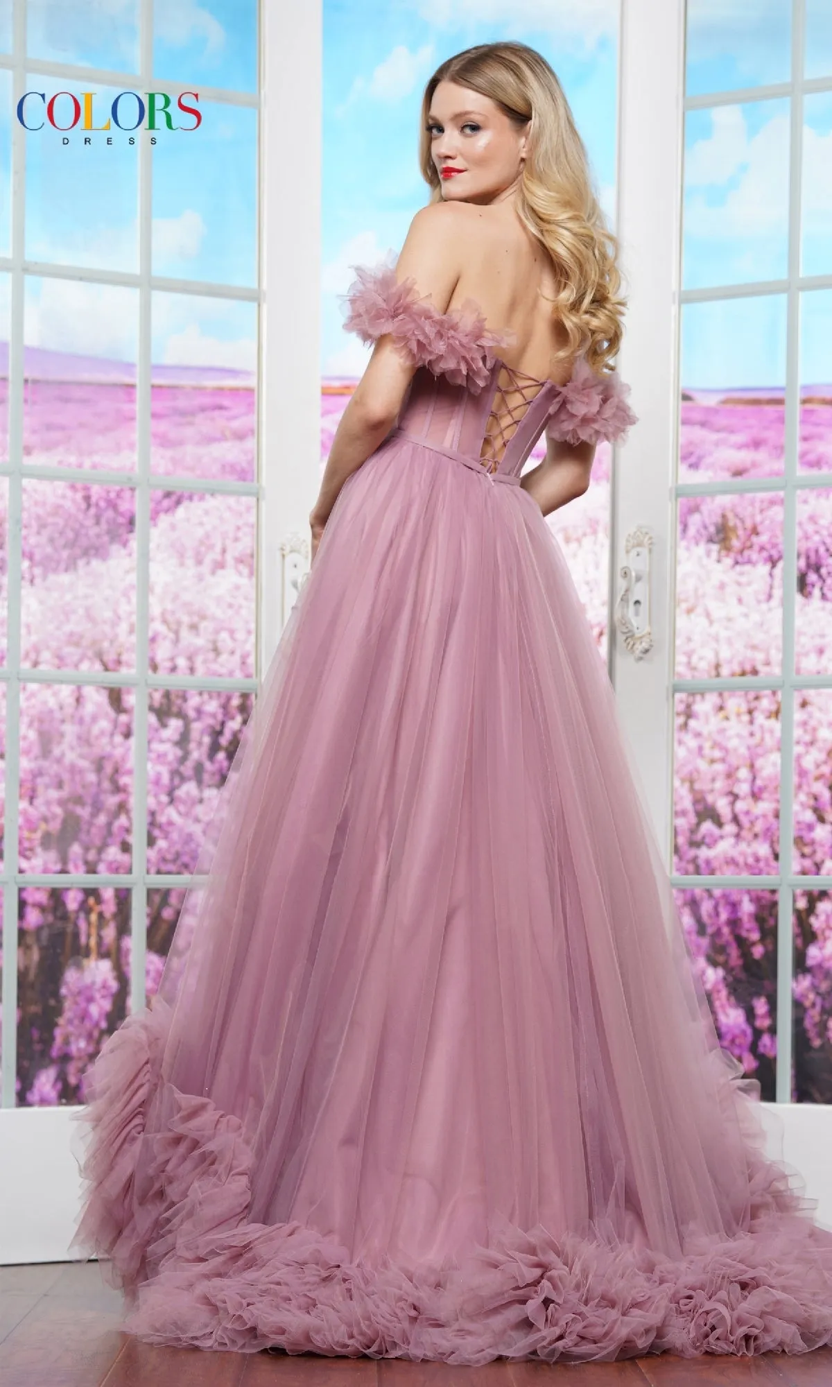 Ruffled Long Prom Ball Gown: Colors Dress 3485 sold by PromGirl product image thumbnail 2