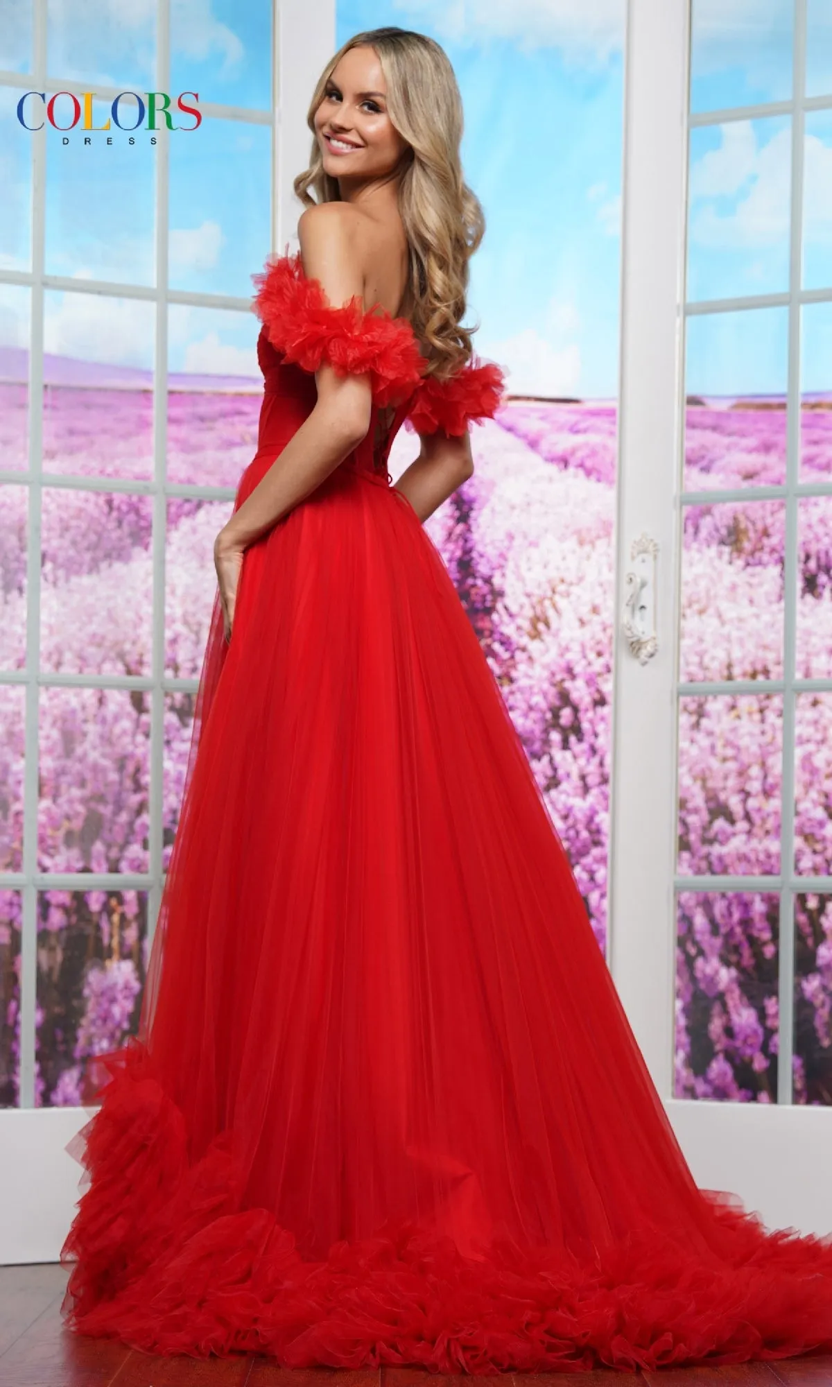 Ruffled Long Prom Ball Gown: Colors Dress 3485 sold by PromGirl product image thumbnail 4
