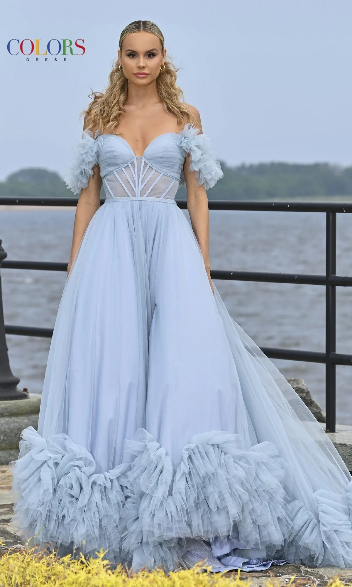 Ruffled Long Prom Ball Gown: Colors Dress 3485 sold by PromGirl product image thumbnail 5