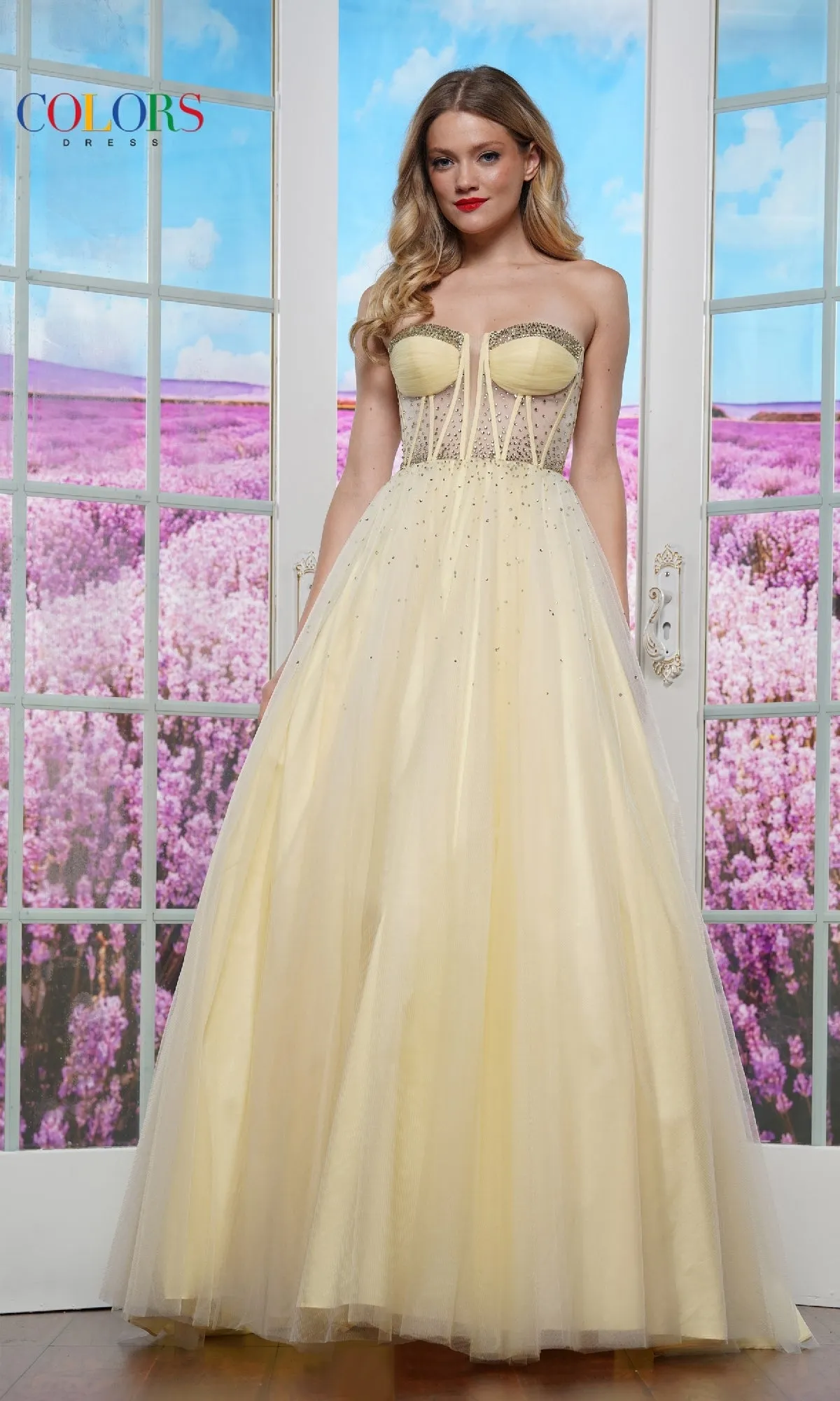 Sheer Corset Prom Ball Gown: Colors Dress 3480 sold by PromGirl product image thumbnail 3