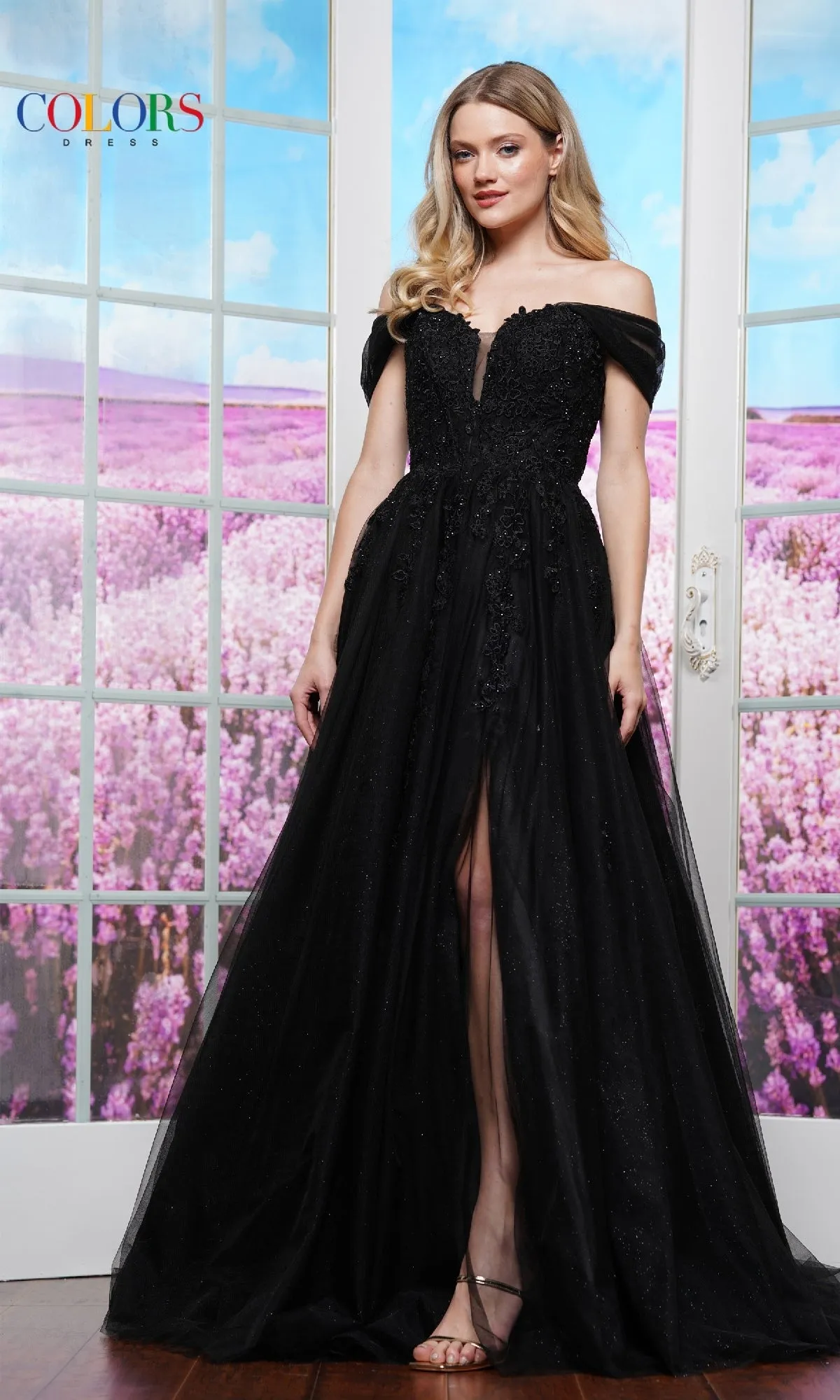 Long Glitter Prom Ball Gown: Colors Dress 3474 sold by PromGirl product image thumbnail 4