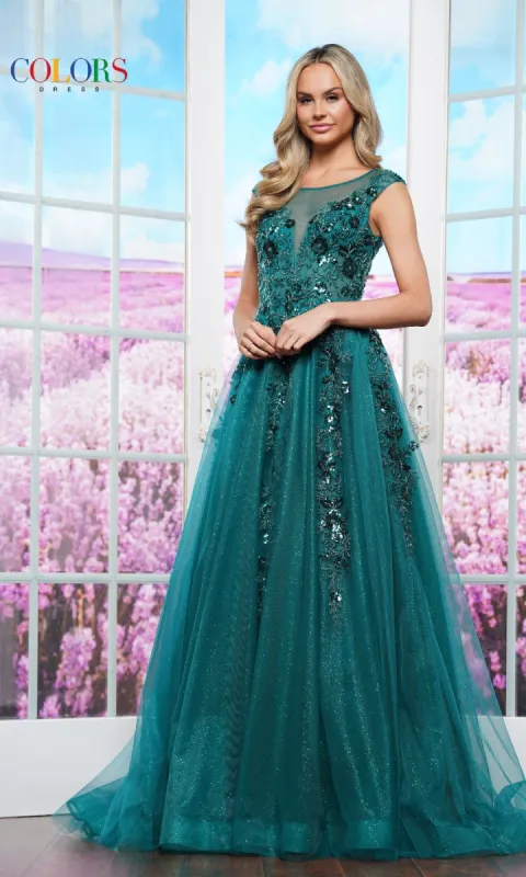 Embroidered Glitter Prom Ball Gown: Colors Dress 3472 sold by PromGirl