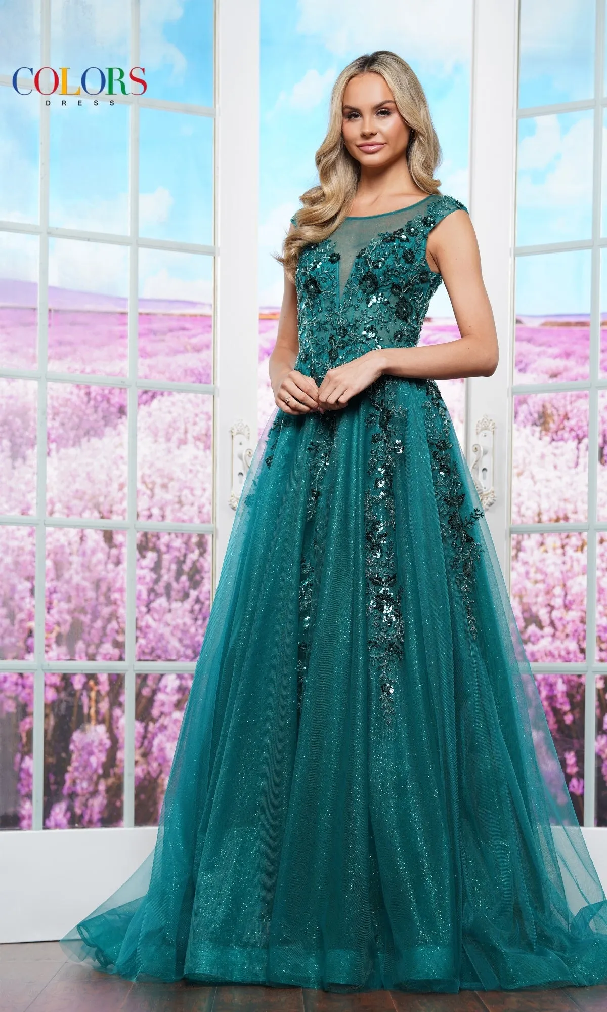 Embroidered Glitter Prom Ball Gown: Colors Dress 3472 sold by PromGirl