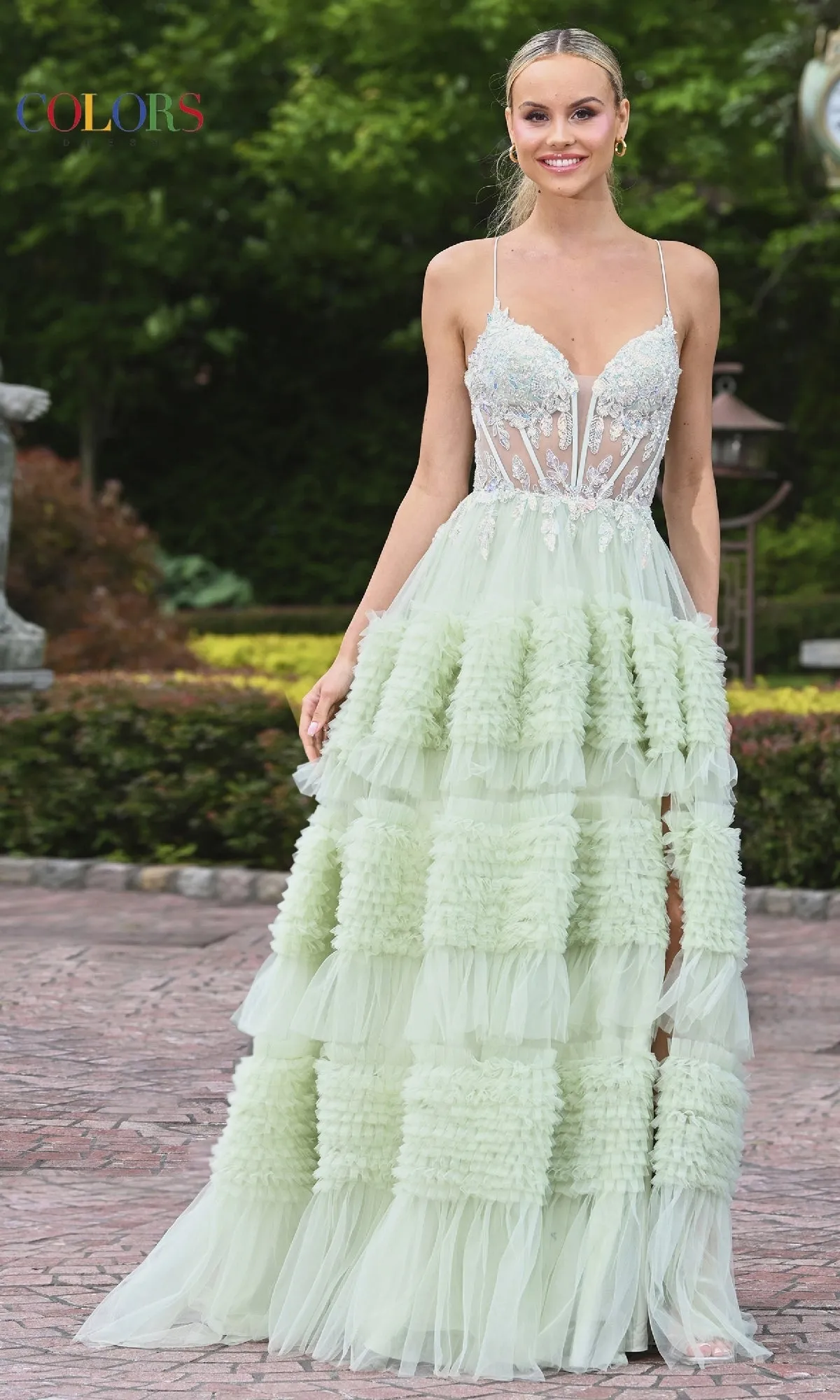 Mini-Ruffle Long Prom Ball Gown: Colors Dress 3515 sold by PromGirl product image thumbnail 5