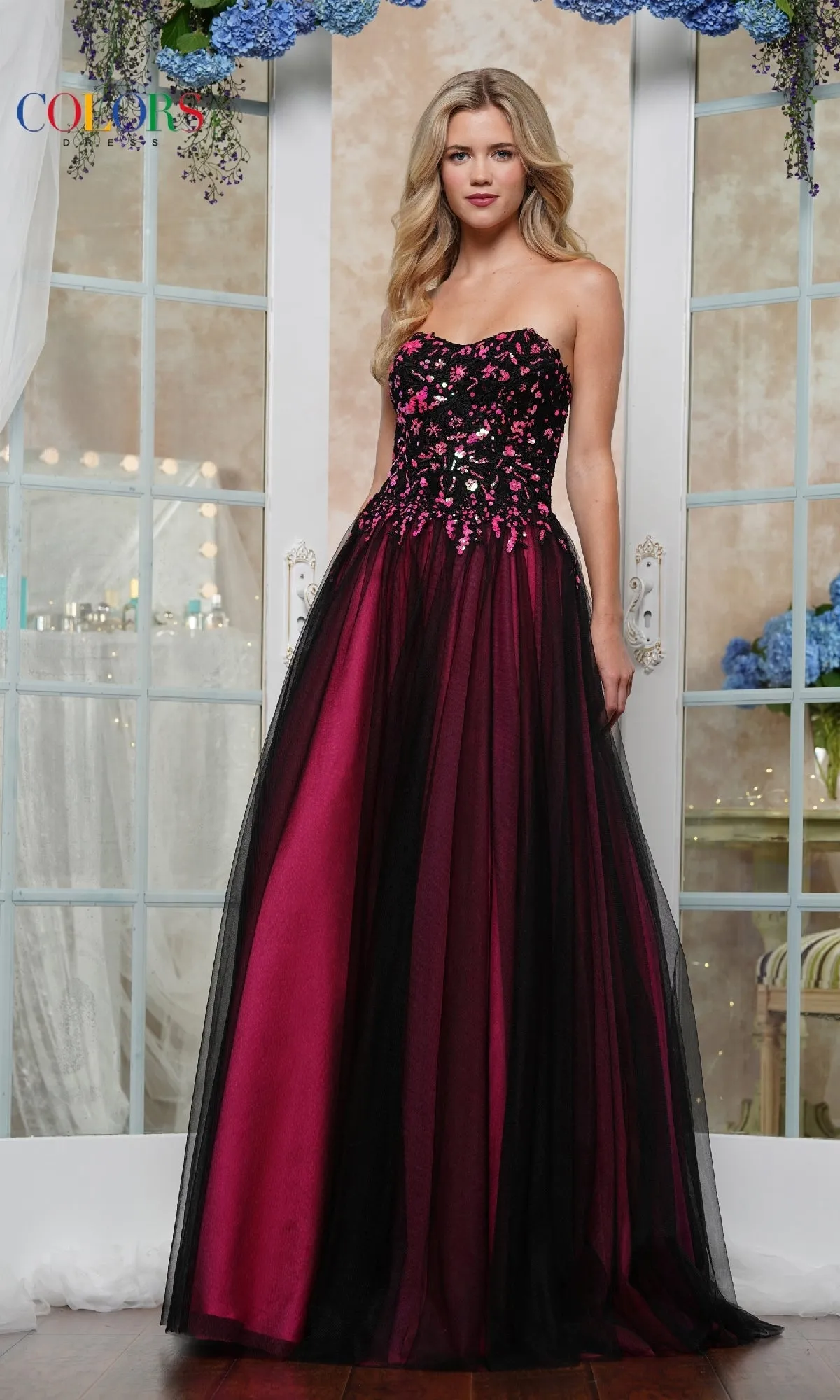 Strapless Lace-Up Prom Ball Gown: Colors Dress 3495 sold by PromGirl product image thumbnail 3