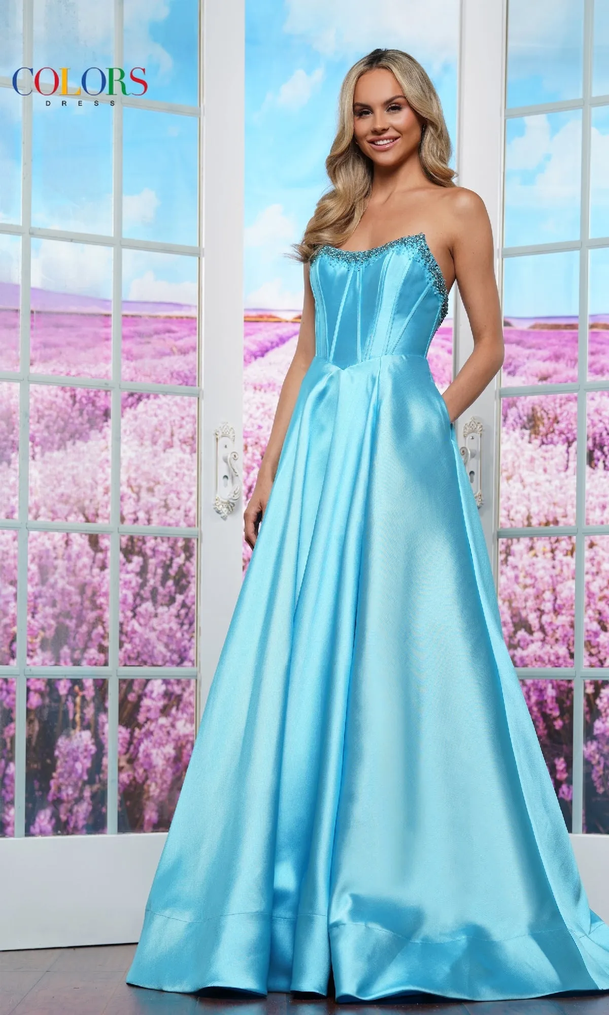 Strapless Corset Prom Ball Gown: Colors Dress 3478 sold by PromGirl product image thumbnail 3
