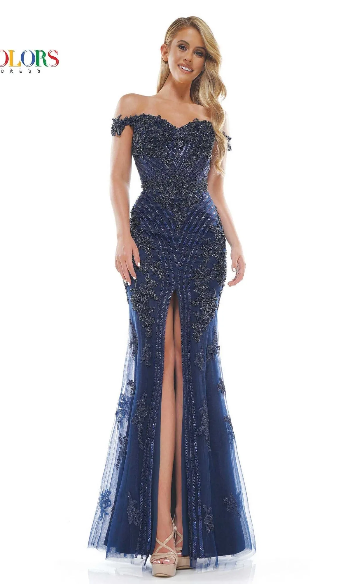 Off-Shoulder Beaded Prom Dress: Colors Dress J131 sold by PromGirl product image thumbnail 3