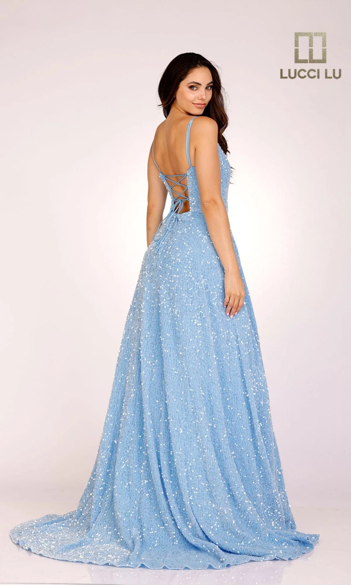A-Line Sequin Long Prom Dress: Lucci Lu 1273 sold by PromGirl product image thumbnail 4