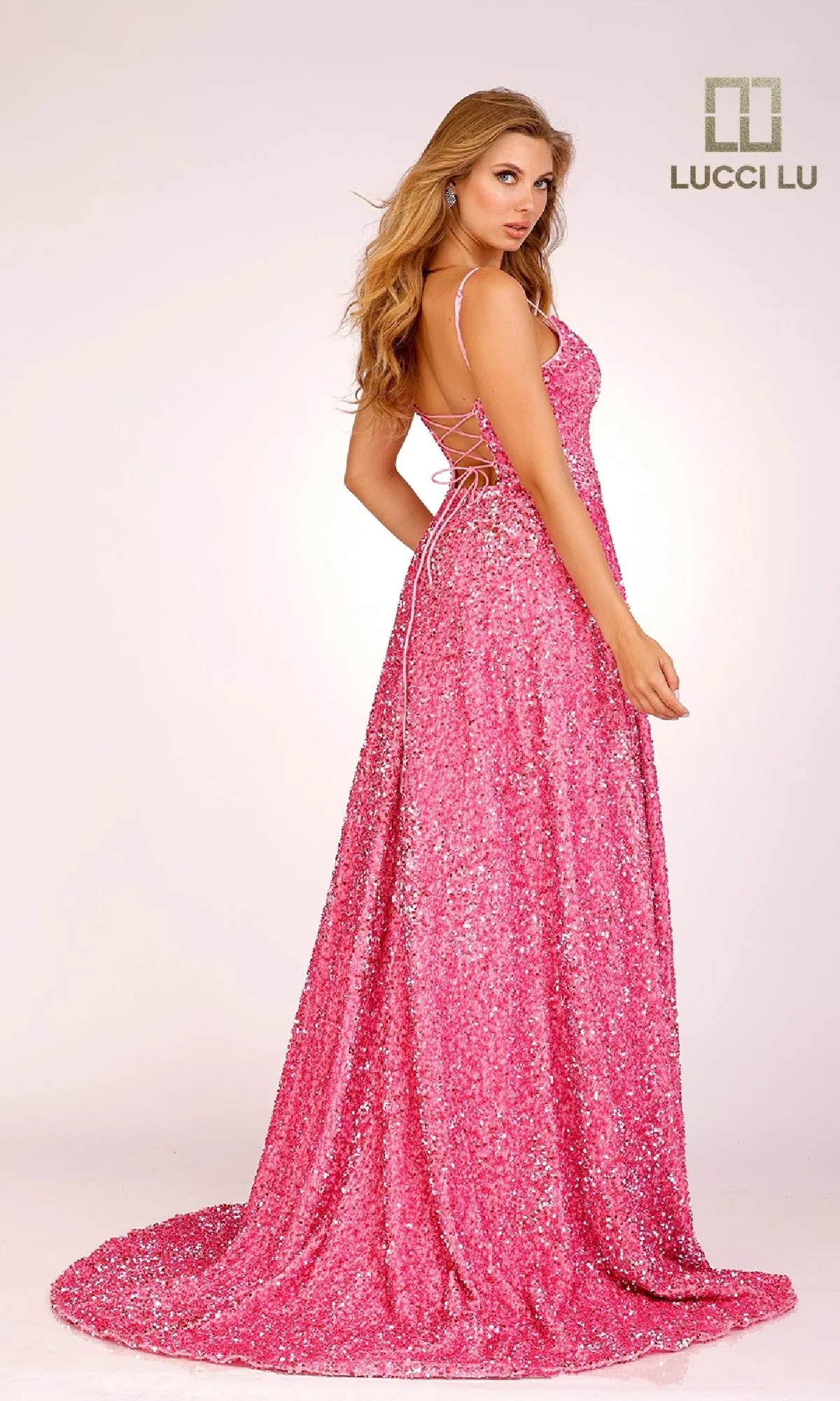 A-Line Sequin Long Prom Dress: Lucci Lu 1273 sold by PromGirl product image thumbnail 2