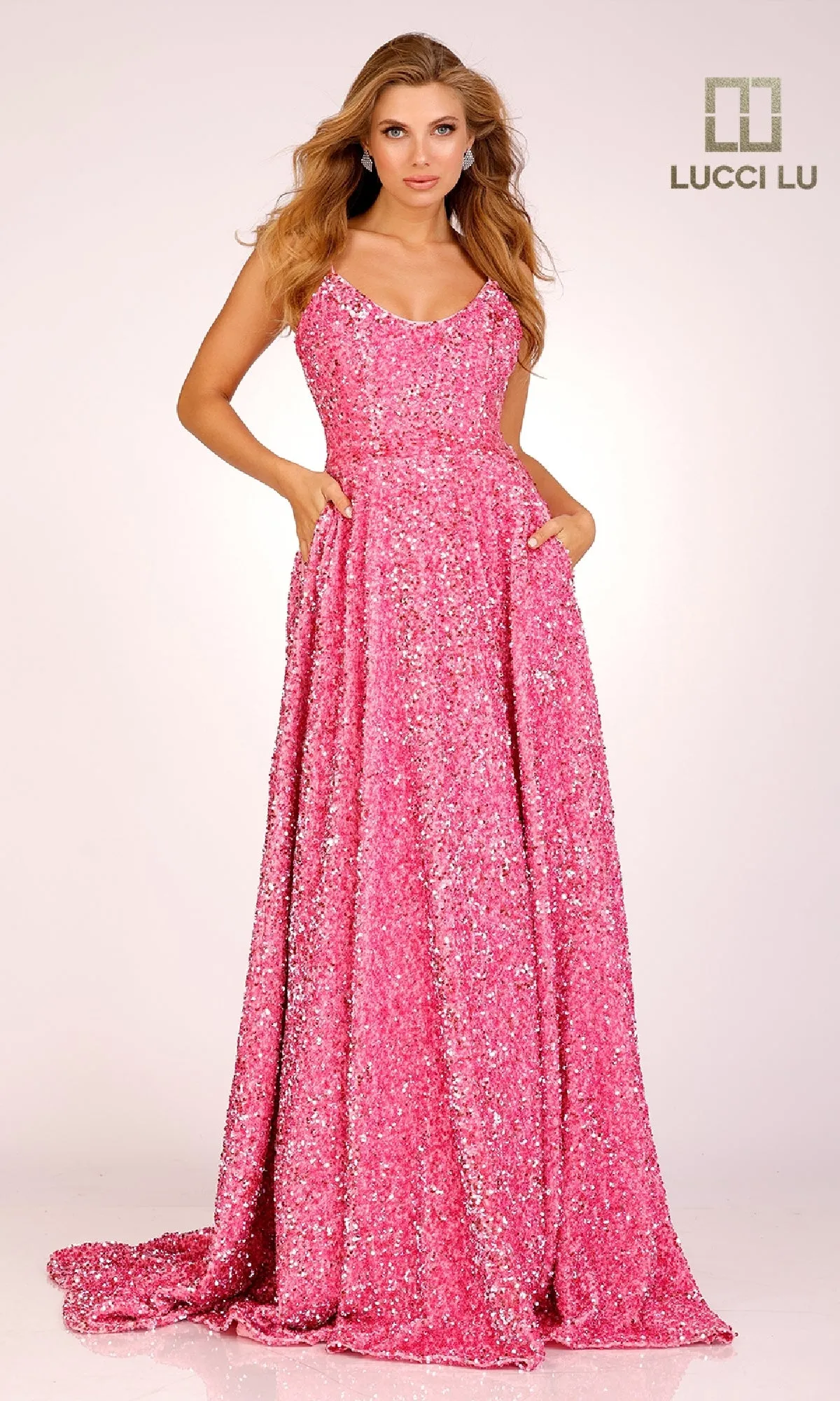 A-Line Sequin Long Prom Dress: Lucci Lu 1273 sold by PromGirl
