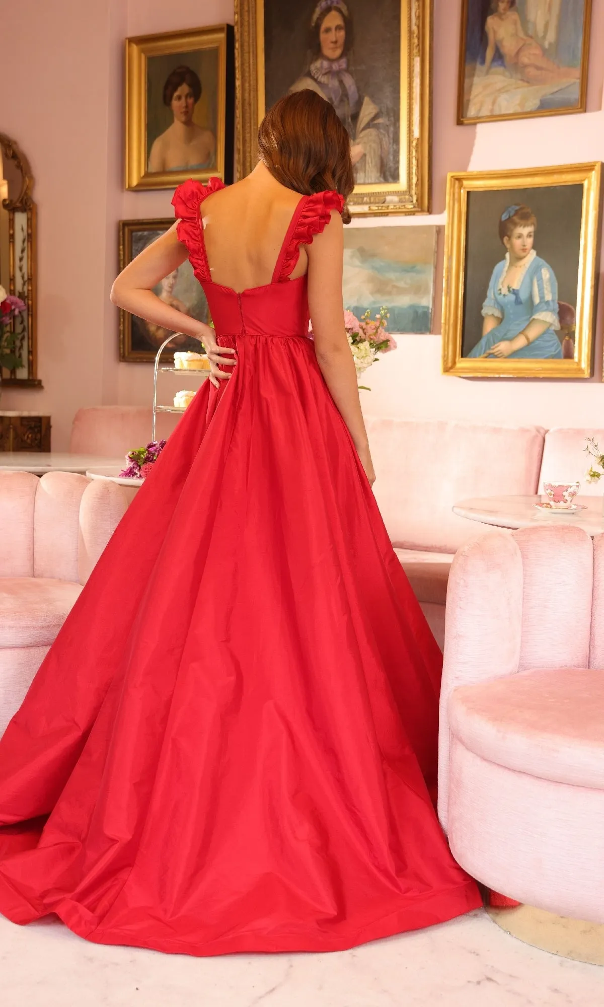 Ruffle-Shoulder A-Line Prom Dress: Ava Presley 40094 sold by PromGirl product image thumbnail 3