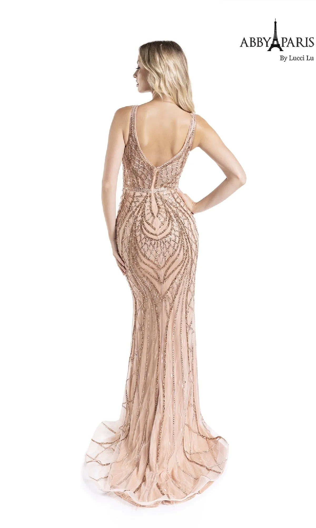 Sparkly Embroidered Prom Dress: Abby Paris 90156 sold by PromGirl product image thumbnail 4