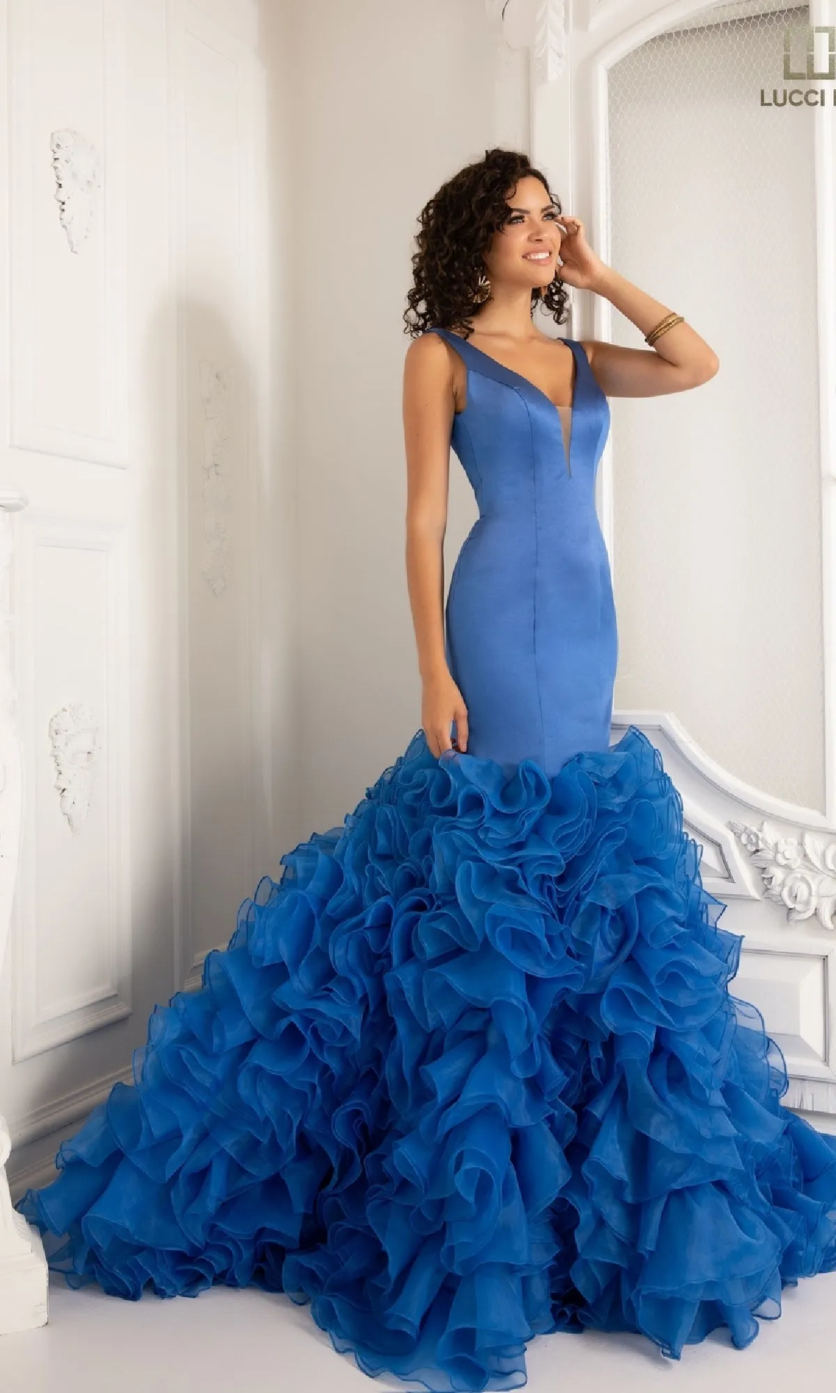 Ruffled Organza Mermaid Prom Dress: Lucci Lu 8206 sold by PromGirl product image thumbnail 4