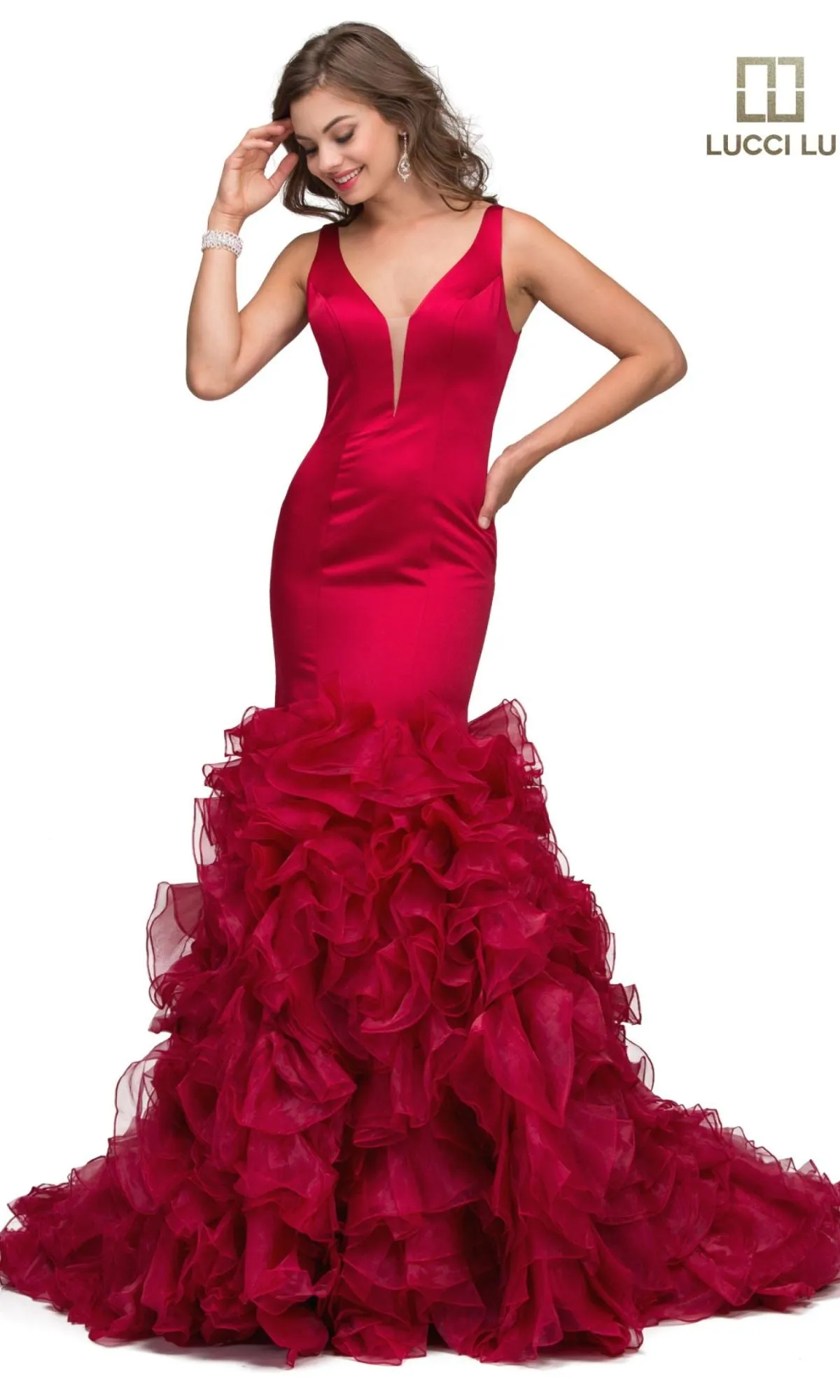Ruffled Organza Mermaid Prom Dress: Lucci Lu 8206 sold by PromGirl product image thumbnail 3