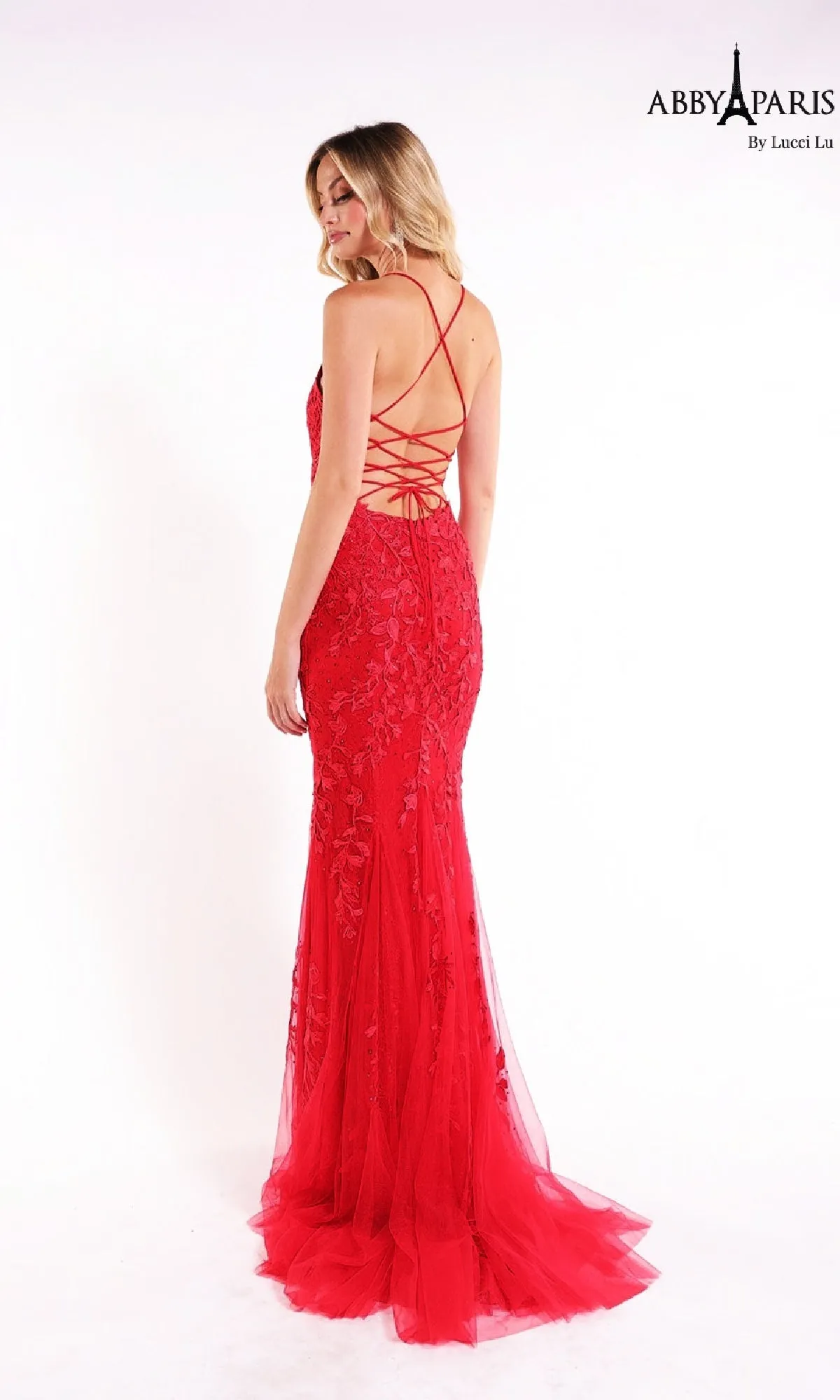 Embroidered Lace Long Prom Dress: Abby Paris 90171 sold by PromGirl product image thumbnail 4