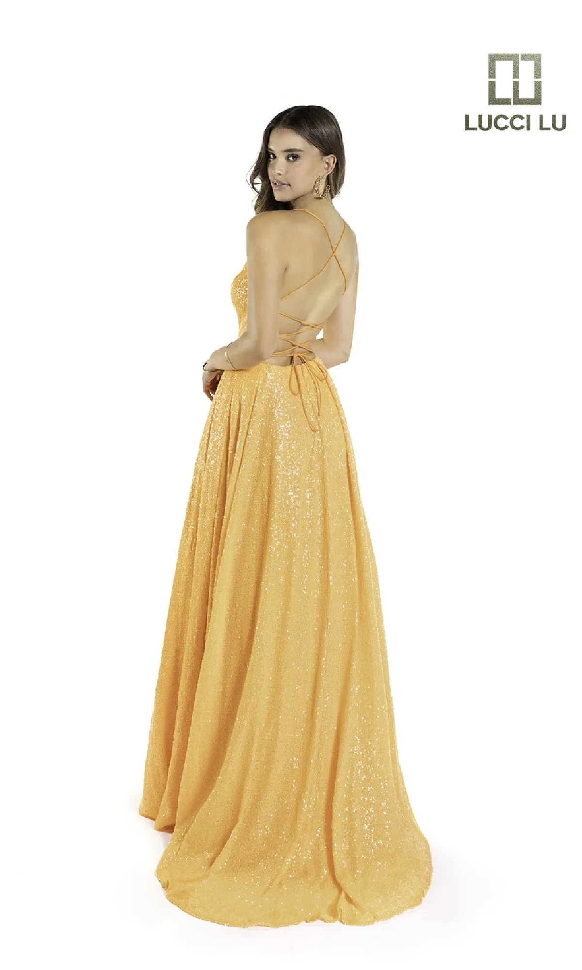 Backless V-Neck Sequin Prom Dress: Lucci Lu 1246 sold by PromGirl product image thumbnail 5