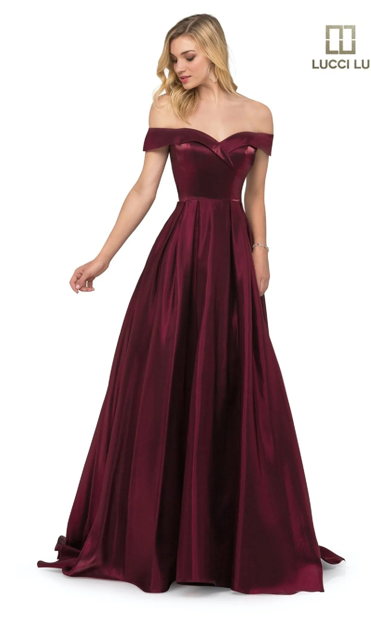 Off-the-Shoulder Satin Prom Dress: Lucci Lu 28063 sold by PromGirl product image thumbnail 5