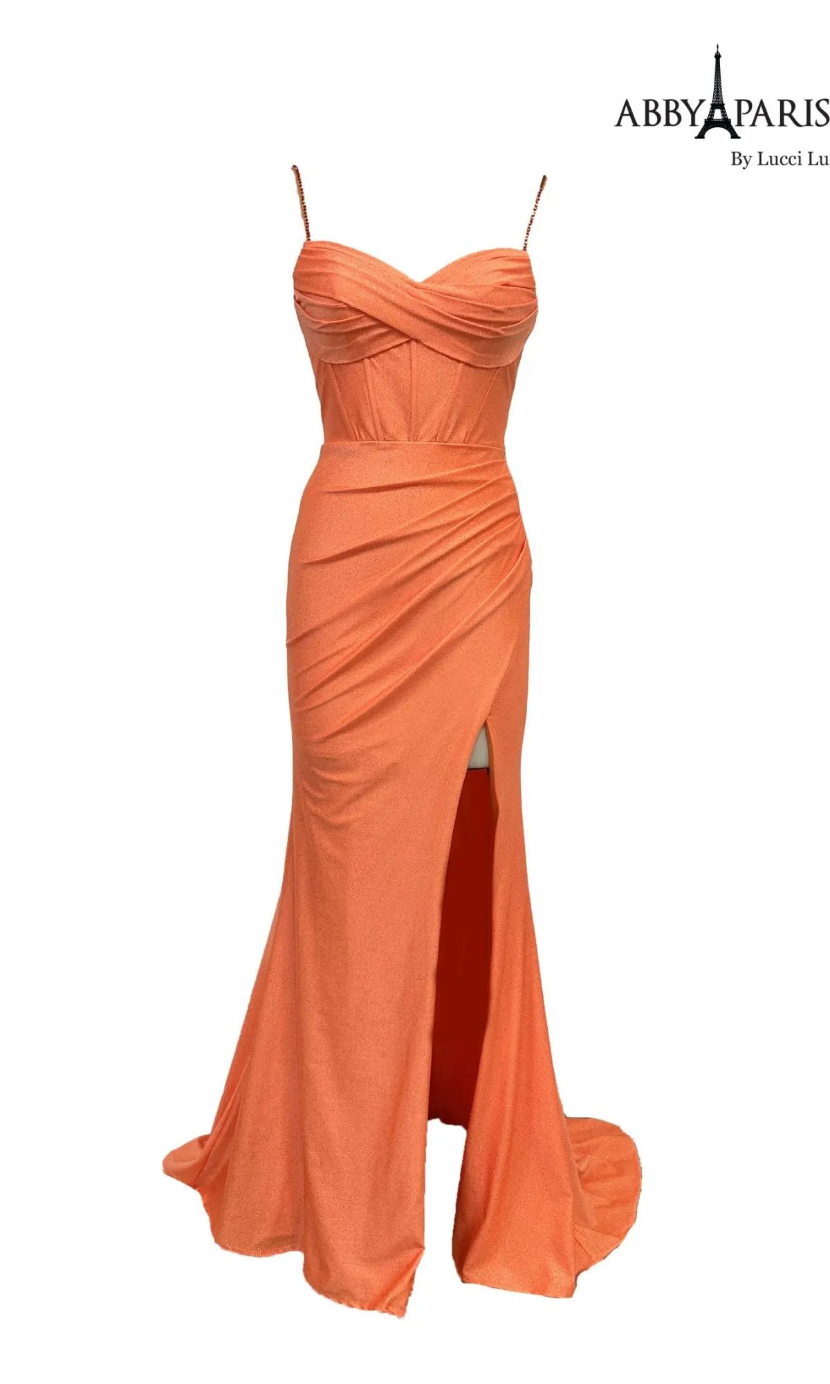 Ruched Corset Glitter Prom Dress: Abby Paris 90203 sold by PromGirl product image thumbnail 5