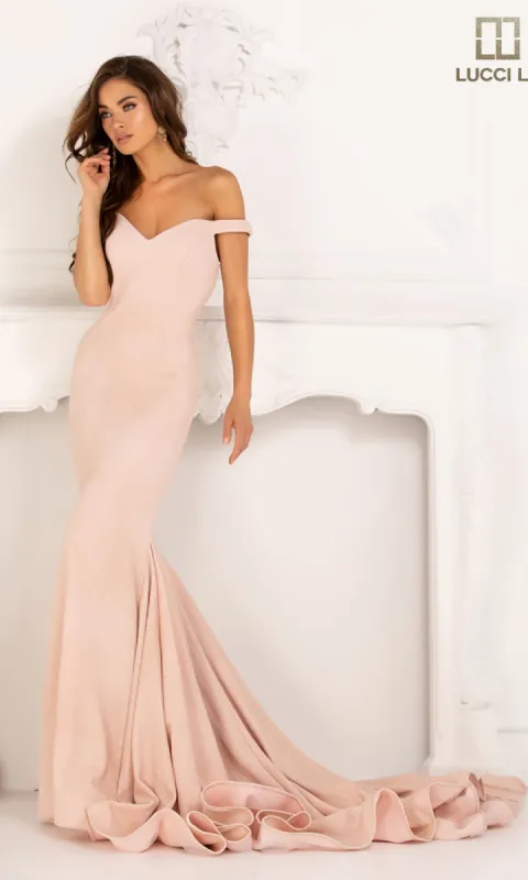 Glitter Jersey Mermaid Prom Dress: Lucci Lu 28068 sold by PromGirl