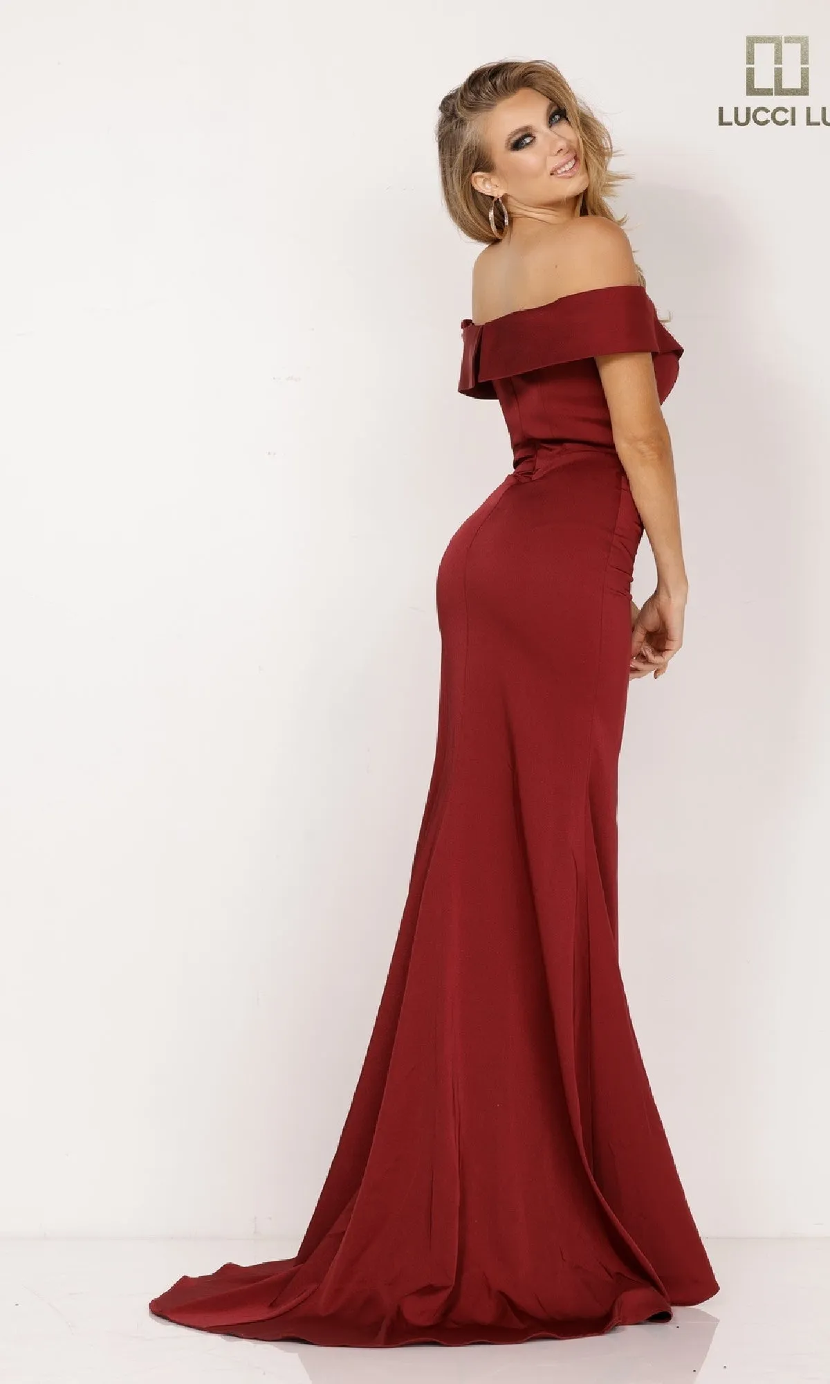 Off-the-Shoulder Crepe Prom Dress: Lucci Lu 8262 sold by PromGirl product image thumbnail 2