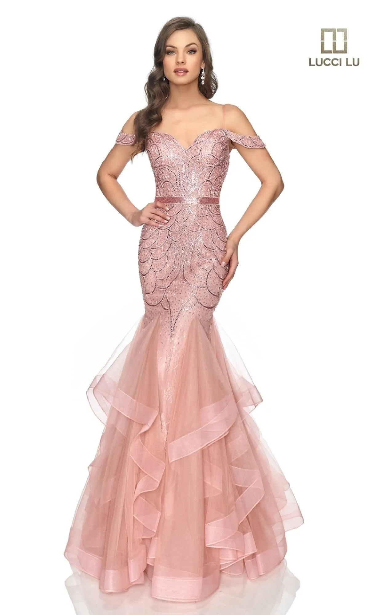 Open-Back Beaded Mermaid Prom Dress: Lucci Lu 2147 sold by PromGirl product image thumbnail 5