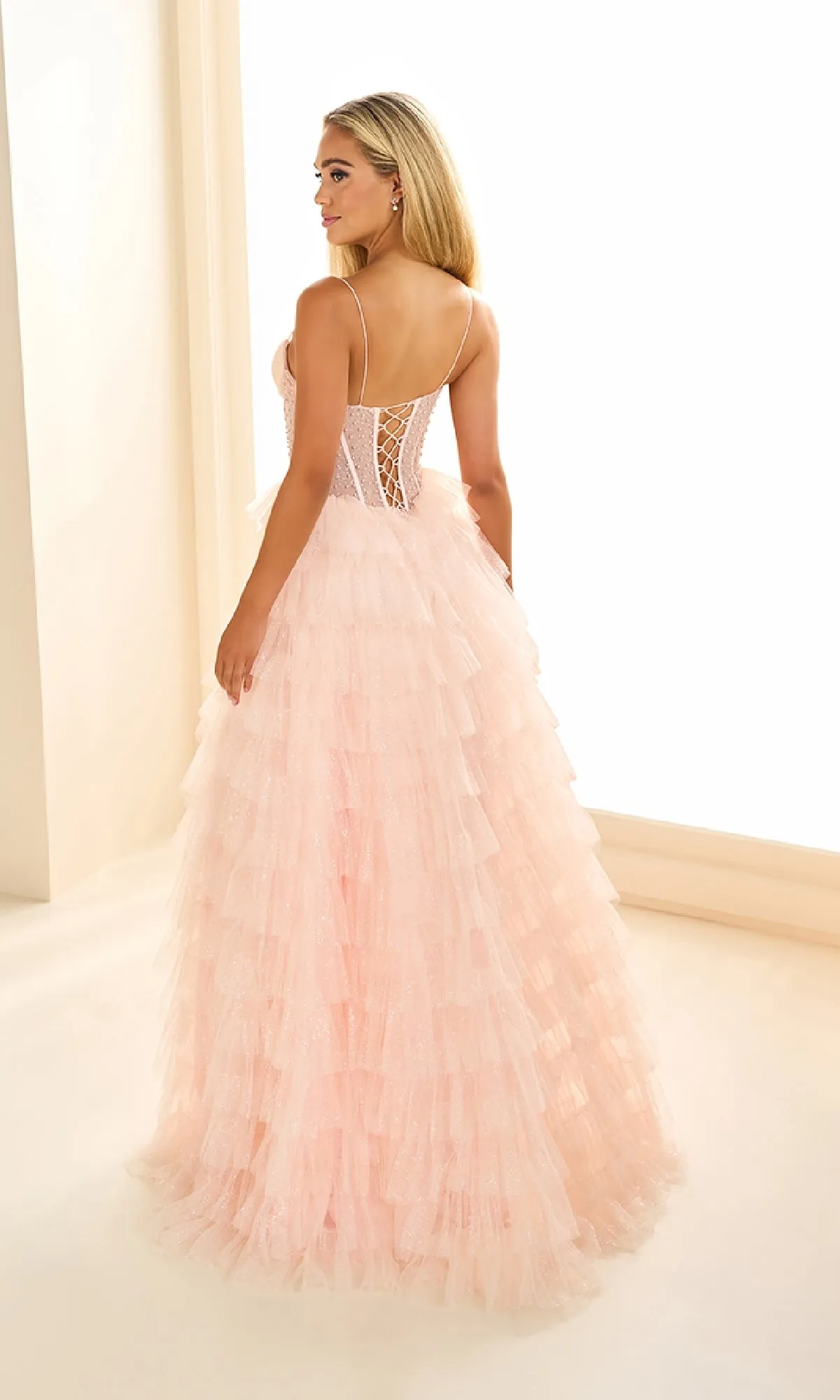 Ruffled Prom Ball Gown: Ellie Wilde EW36029 sold by PromGirl product image thumbnail 2